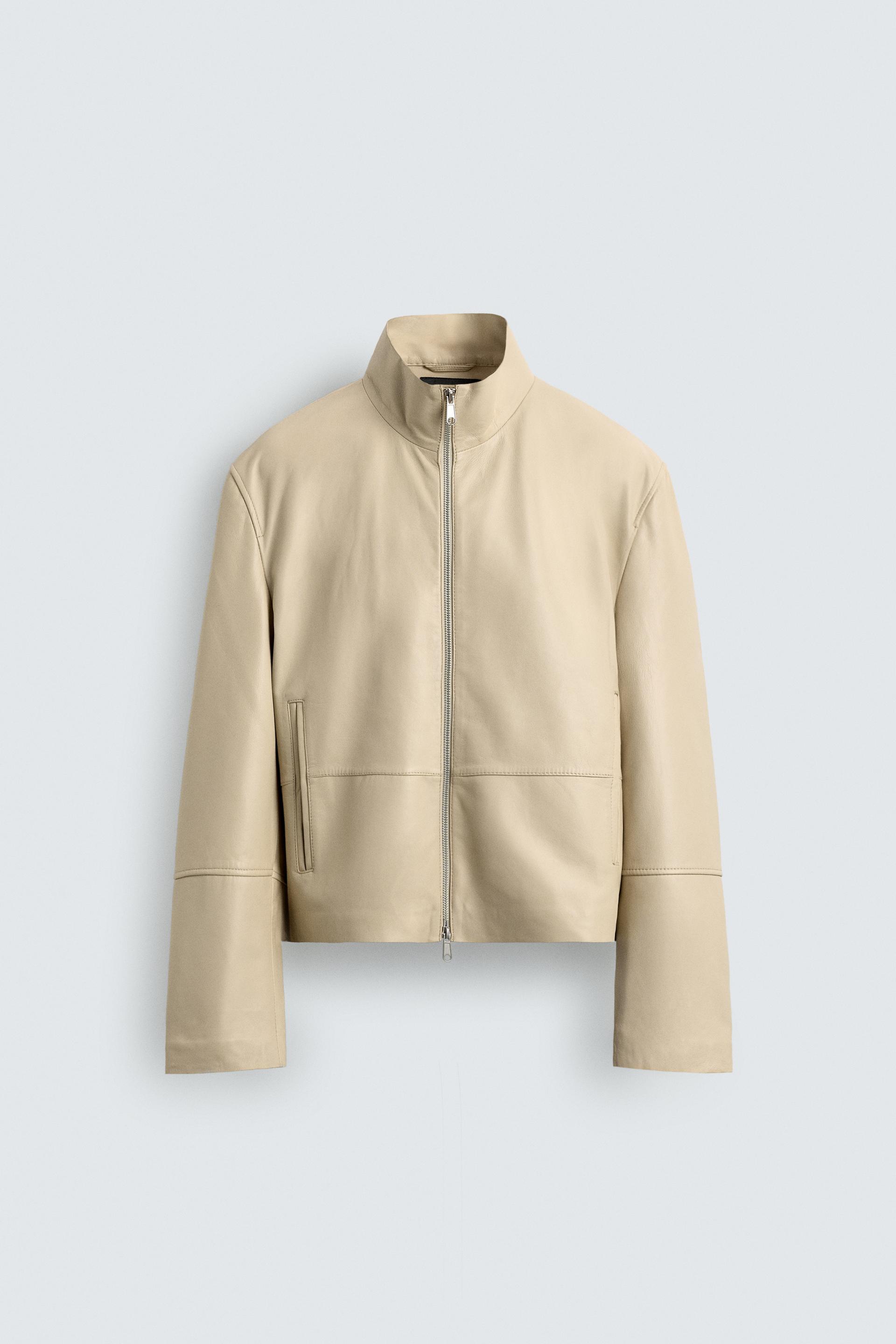 LEATHER ZIP-UP JACKET by ZARA