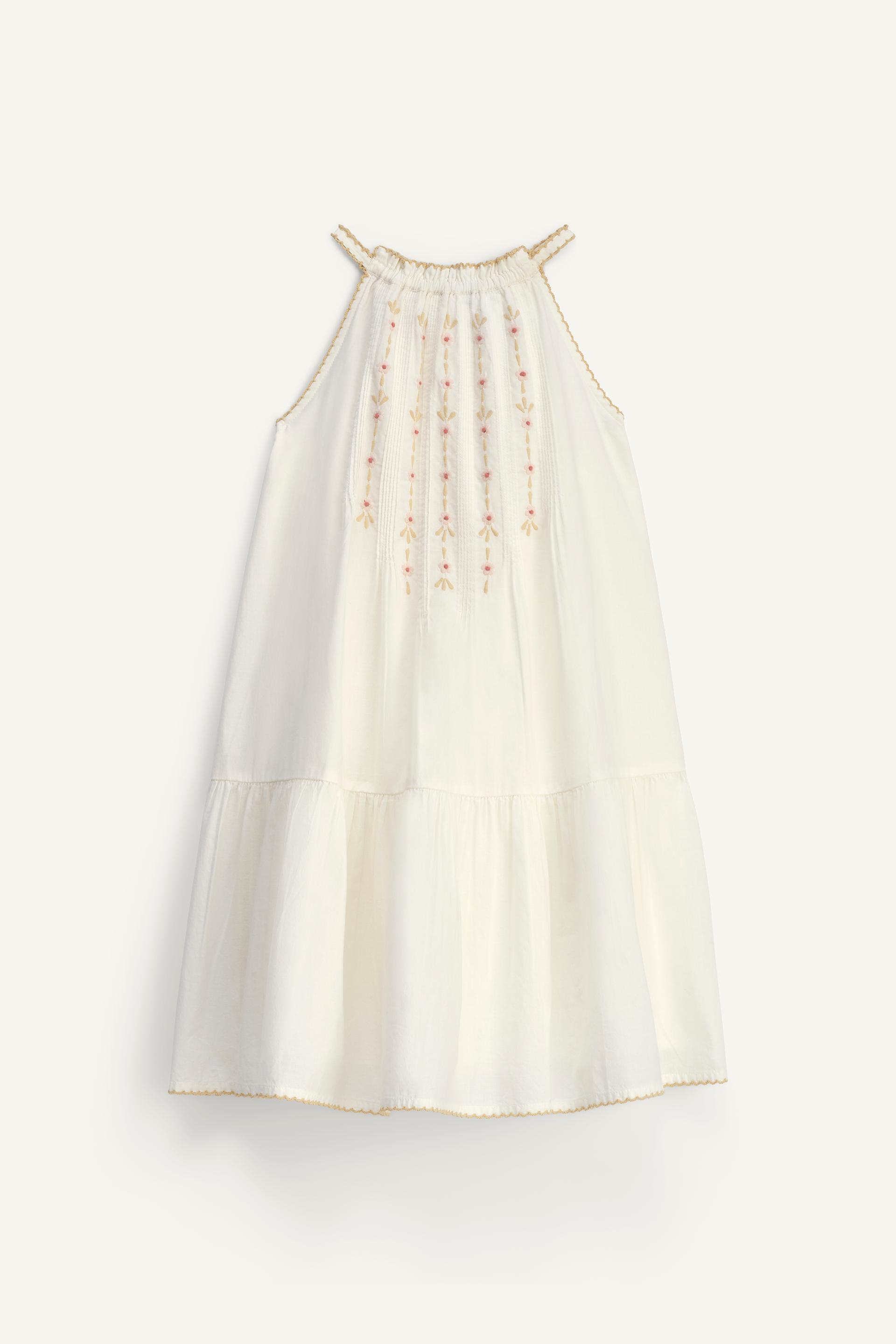 LIMITED EDITION HALTER EMBROIDERED FLORAL DRESS by ZARA