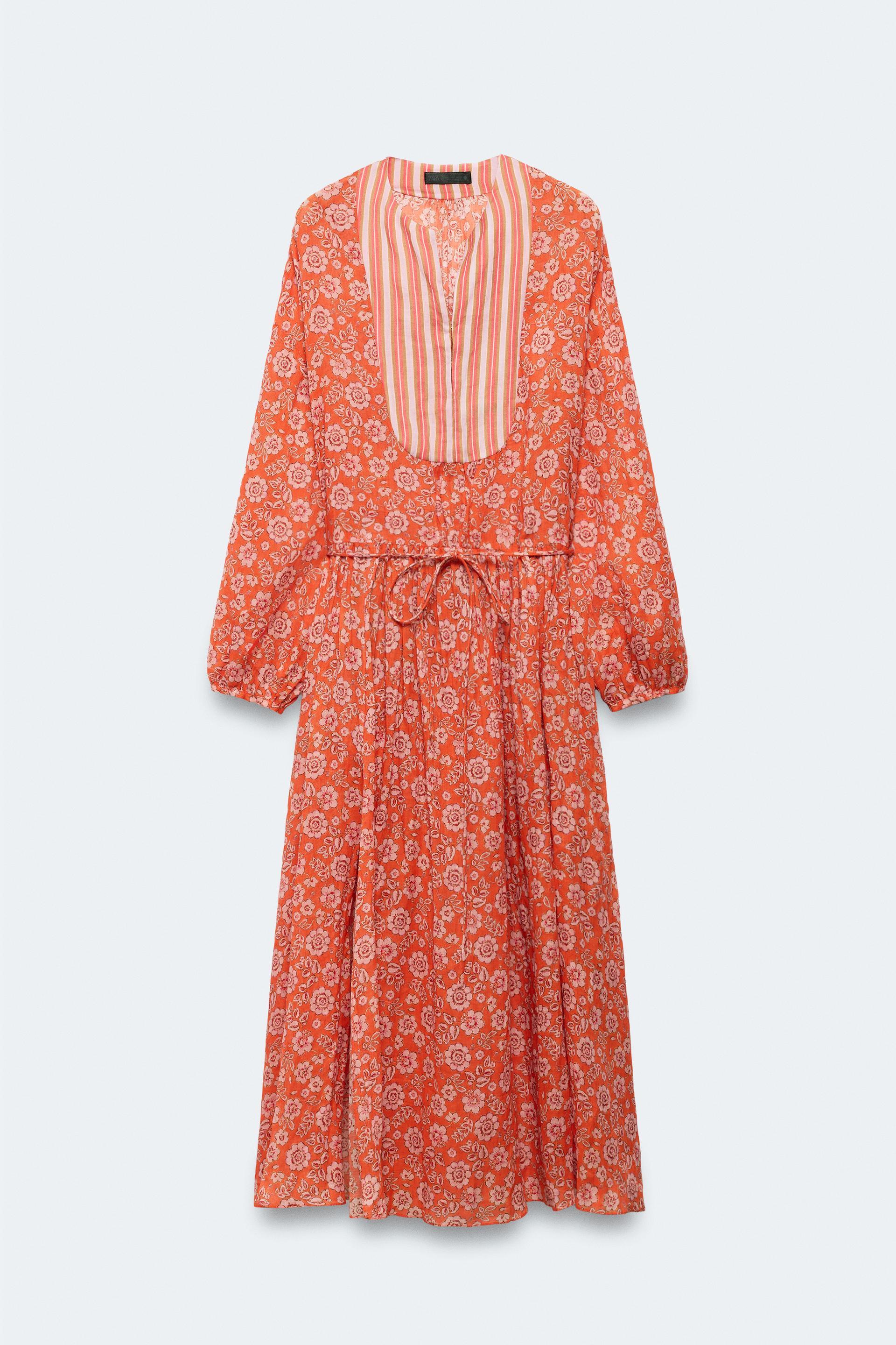 LIMITED EDITION RAMIE FLORAL KAFTAN DRESS by ZARA