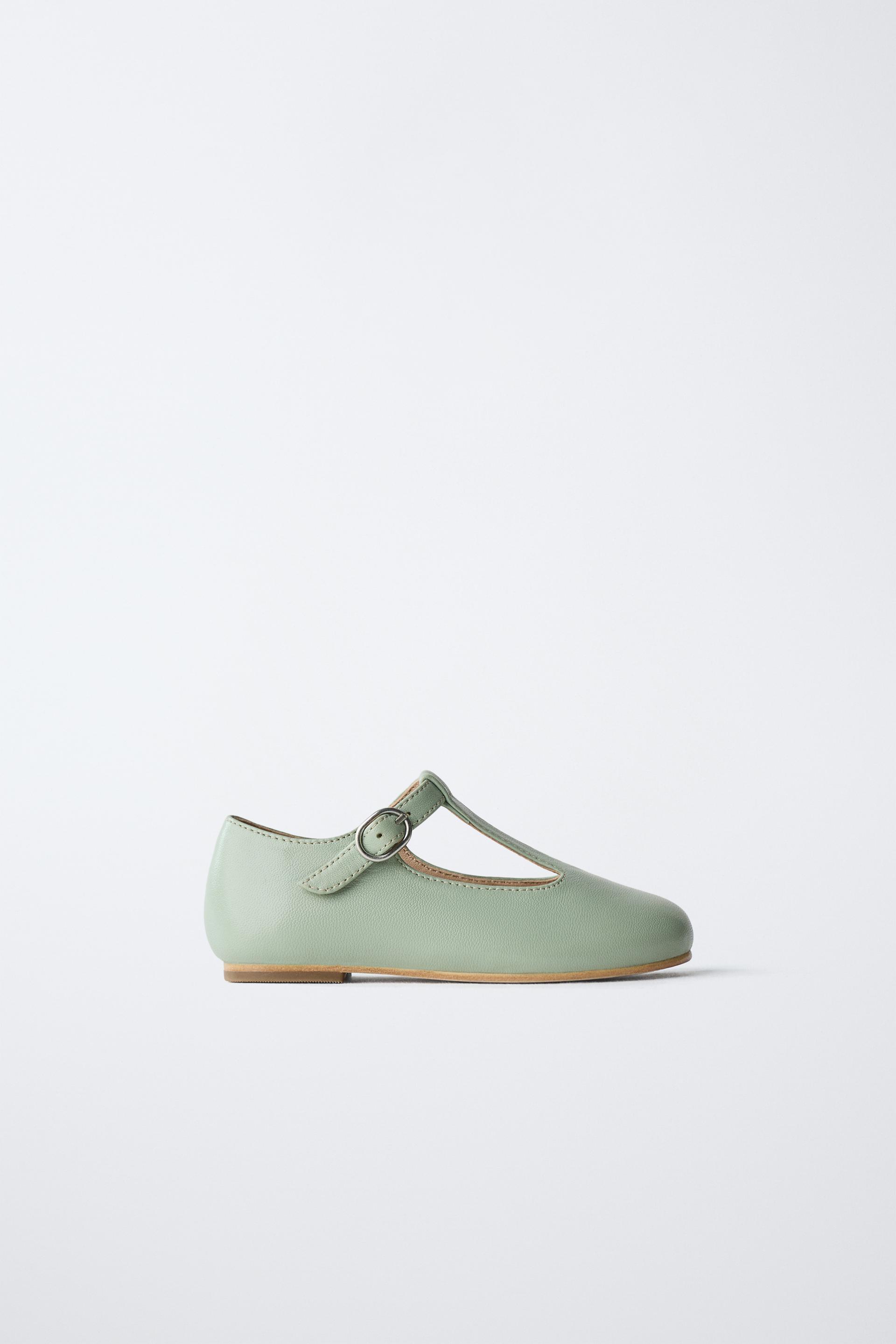 LIMITED EDITION T-STRAP LEATHER BALLET FLATS by ZARA