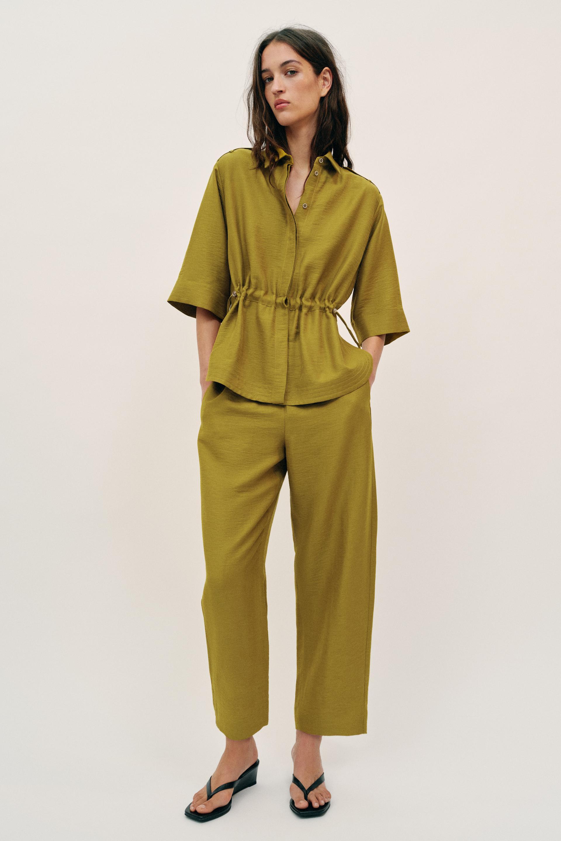 LINEN BARREL PANTS by ZARA