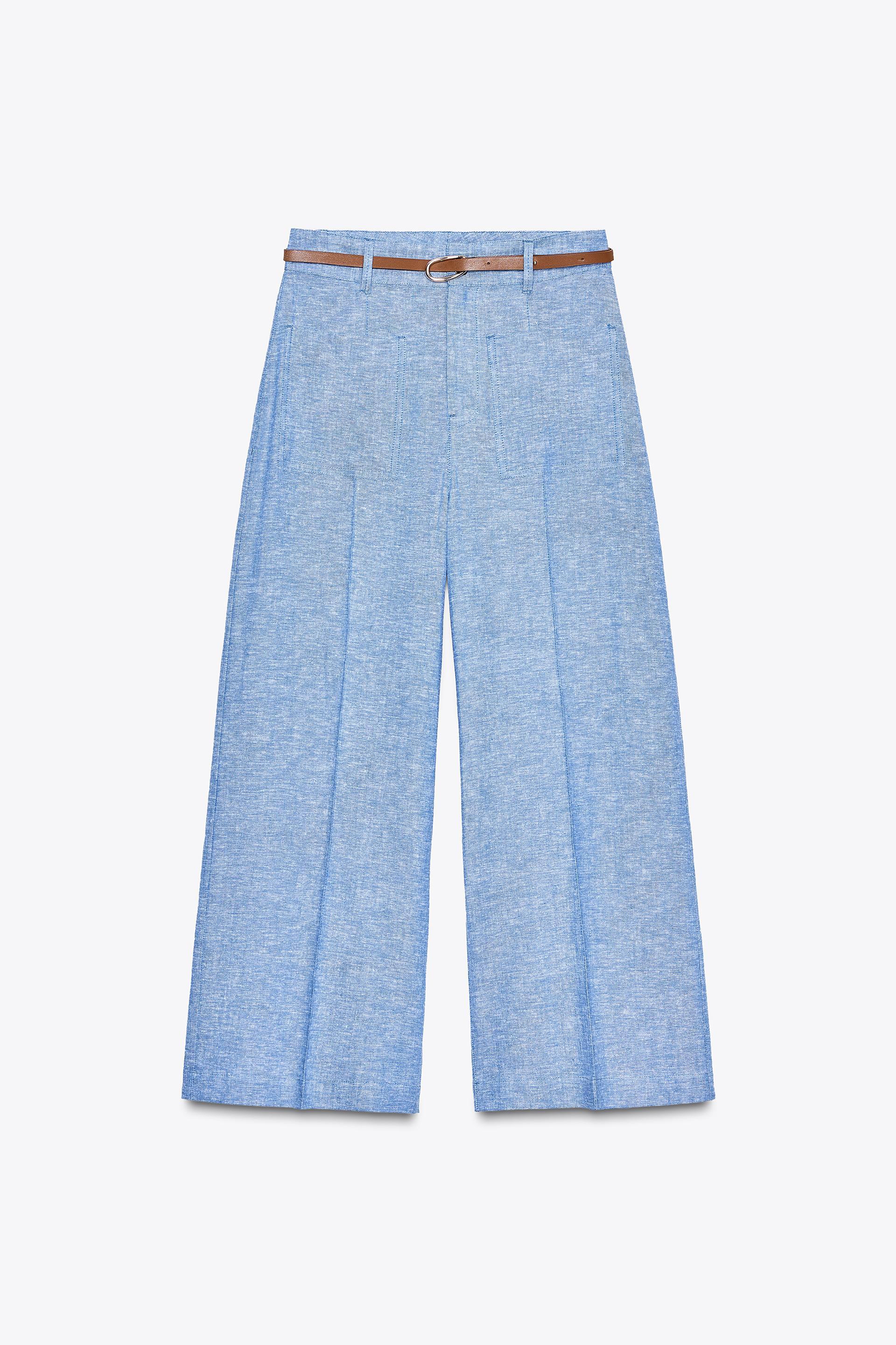 LINEN BELTED CULOTTES by ZARA