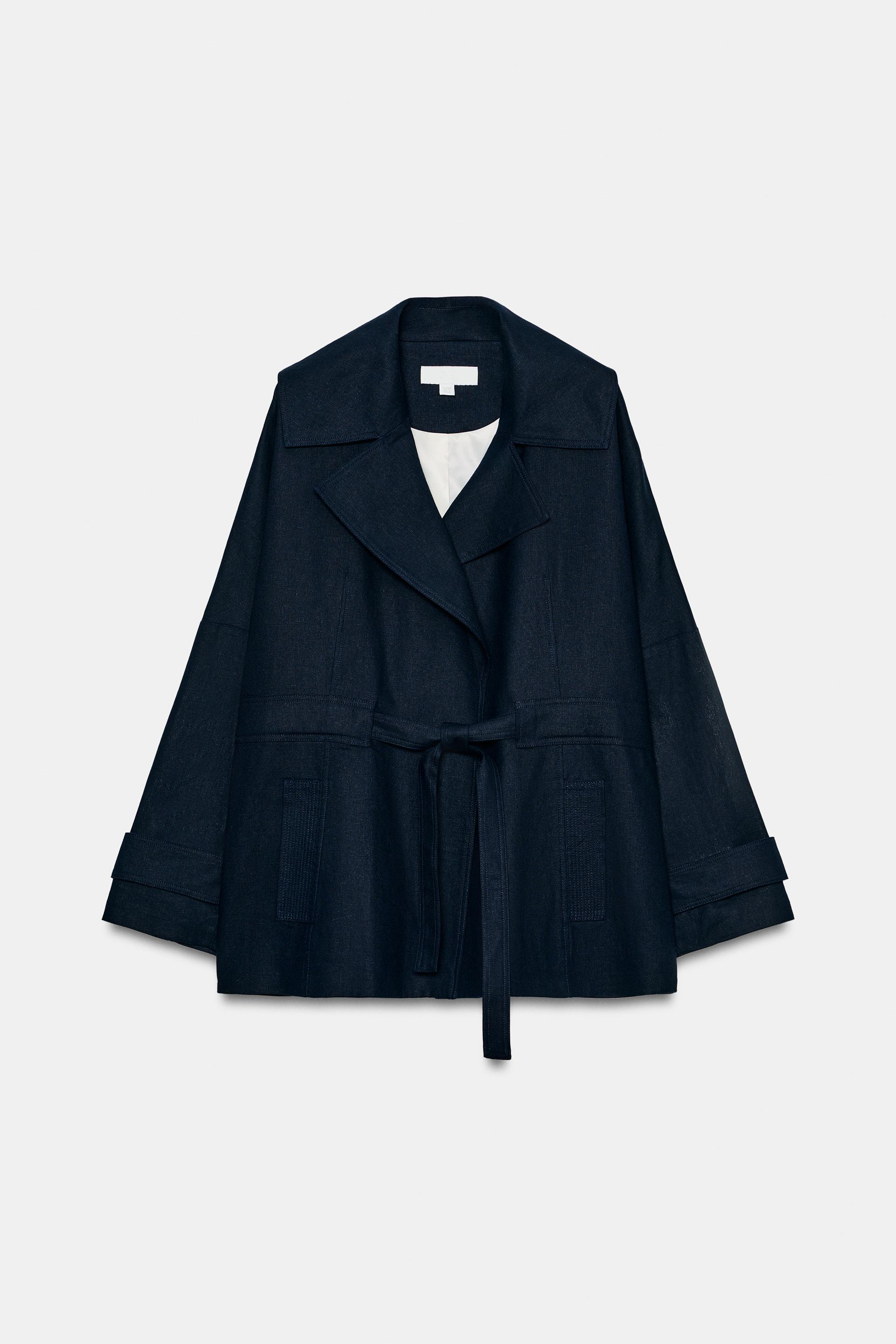 LINEN BLEND BELTED TRENCH JACKET by ZARA