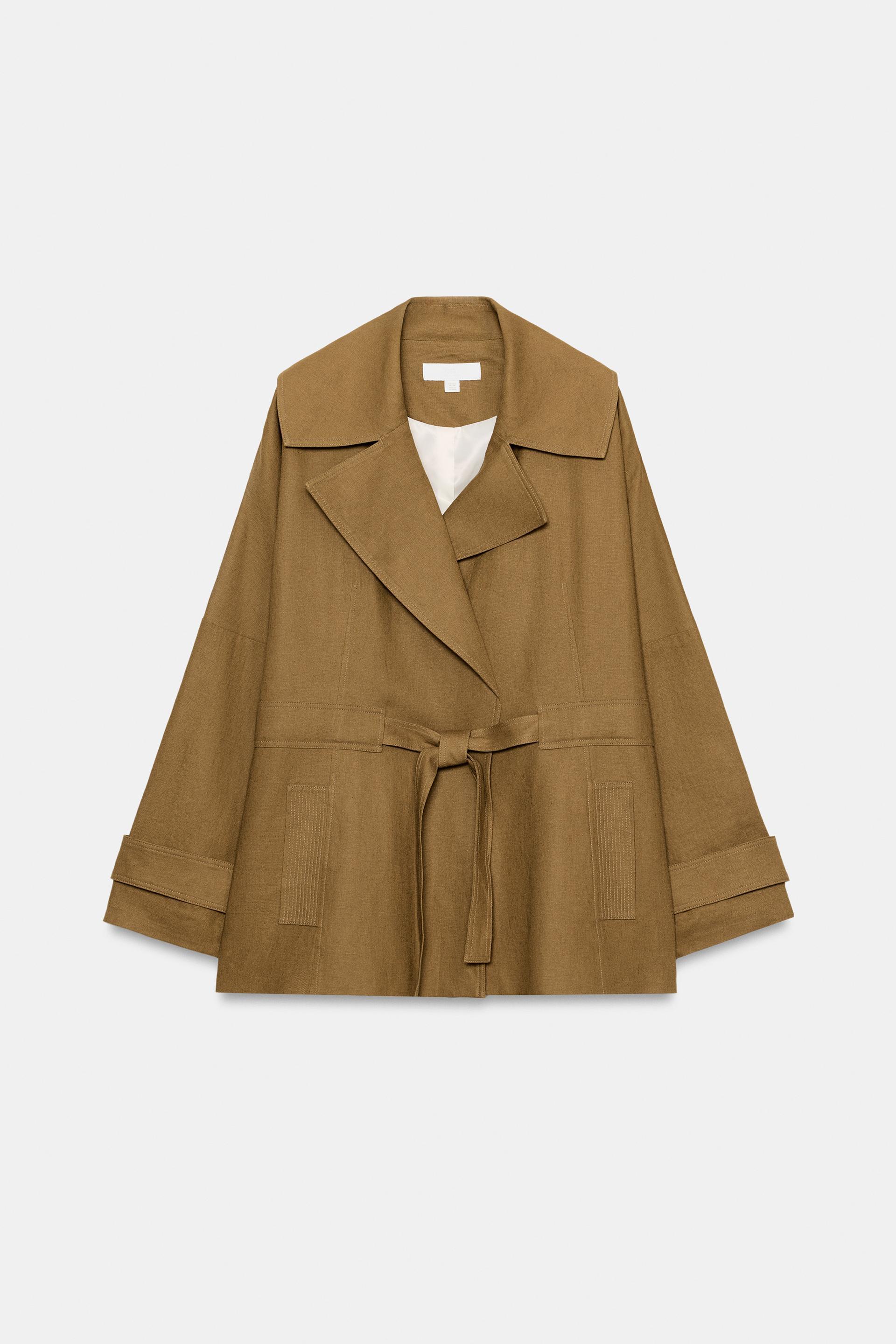 LINEN BLEND BELTED TRENCH JACKET by ZARA