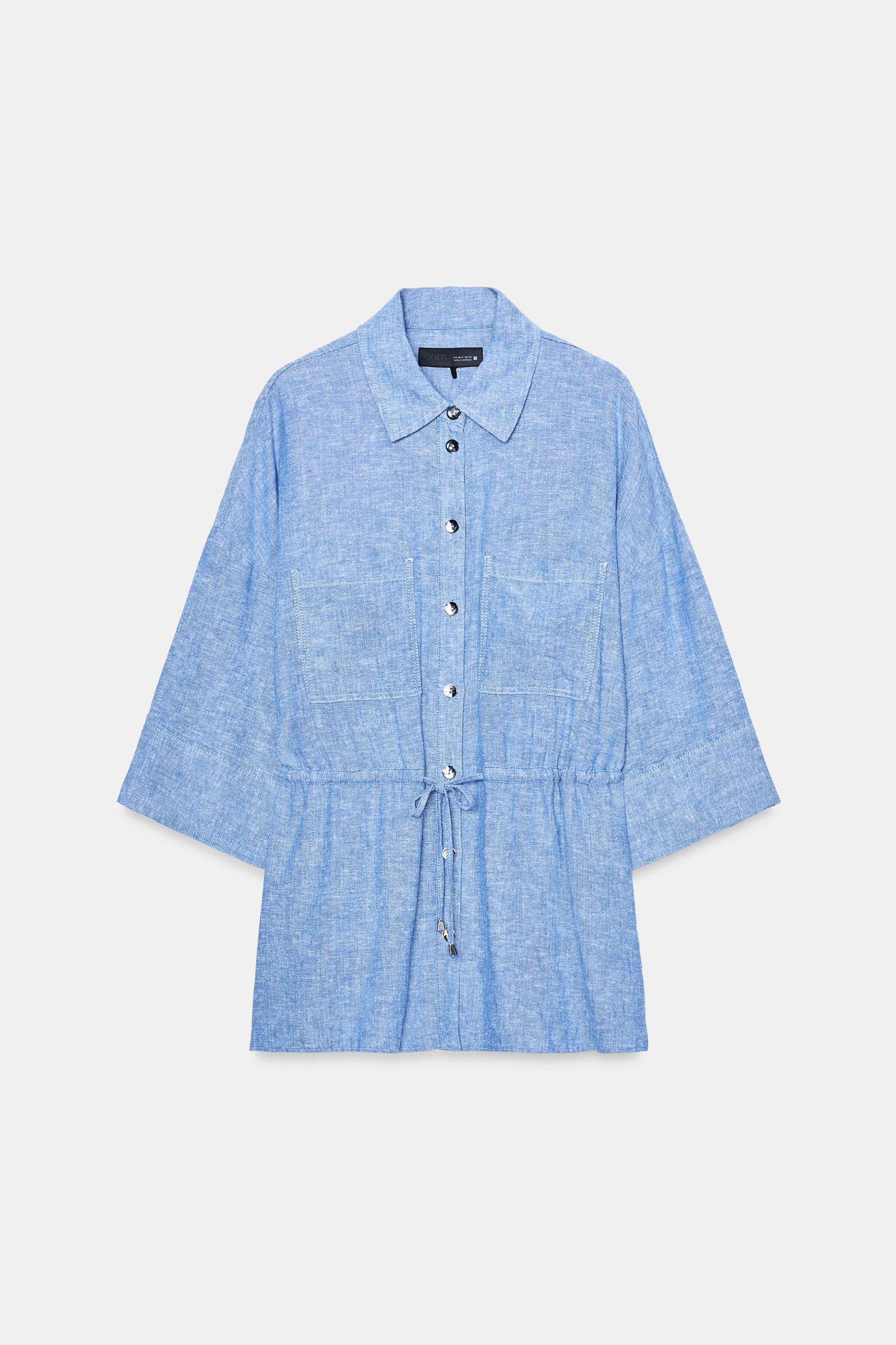 LINEN BLEND SAFARI SHIRT by ZARA