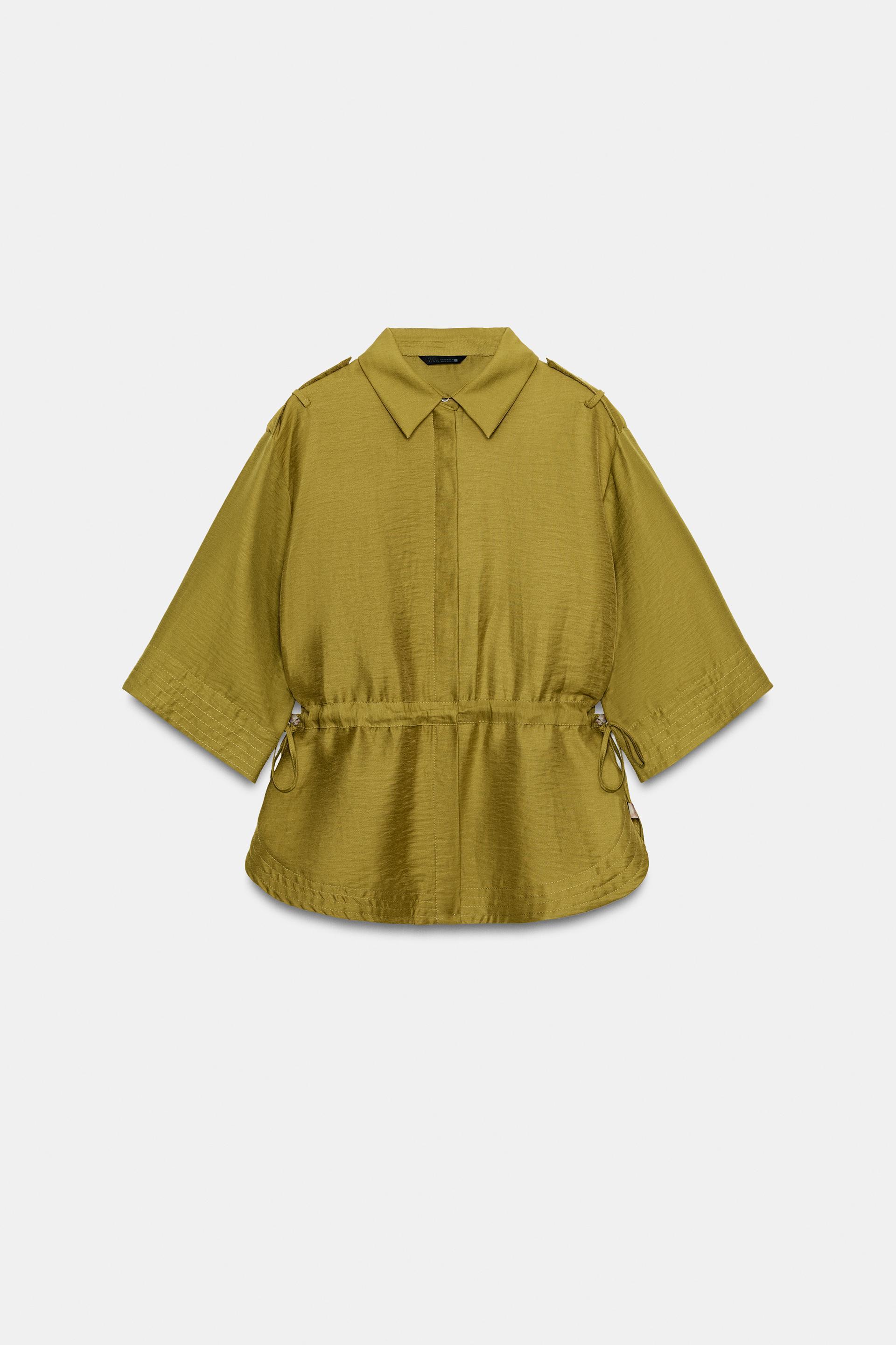 LINEN BLEND SAFARI SHIRT WITH TIES by ZARA