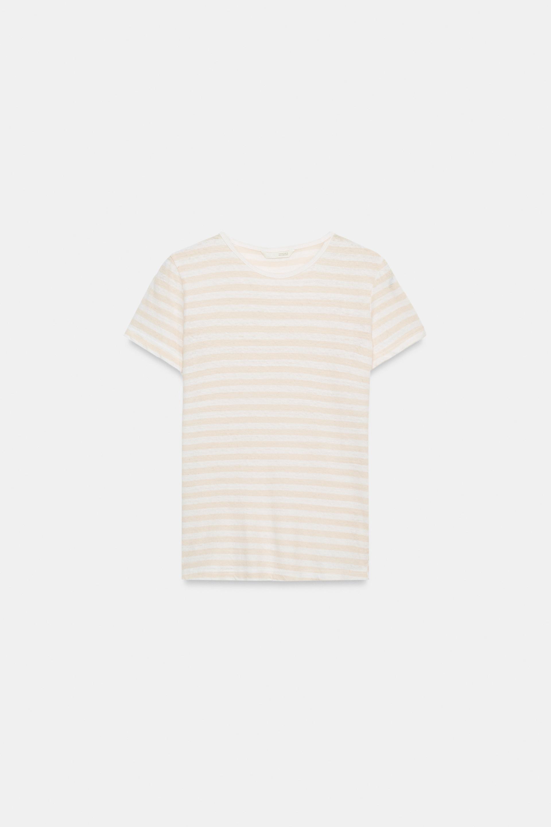 LINEN BLEND SHORT SLEEVE T-SHIRT by ZARA
