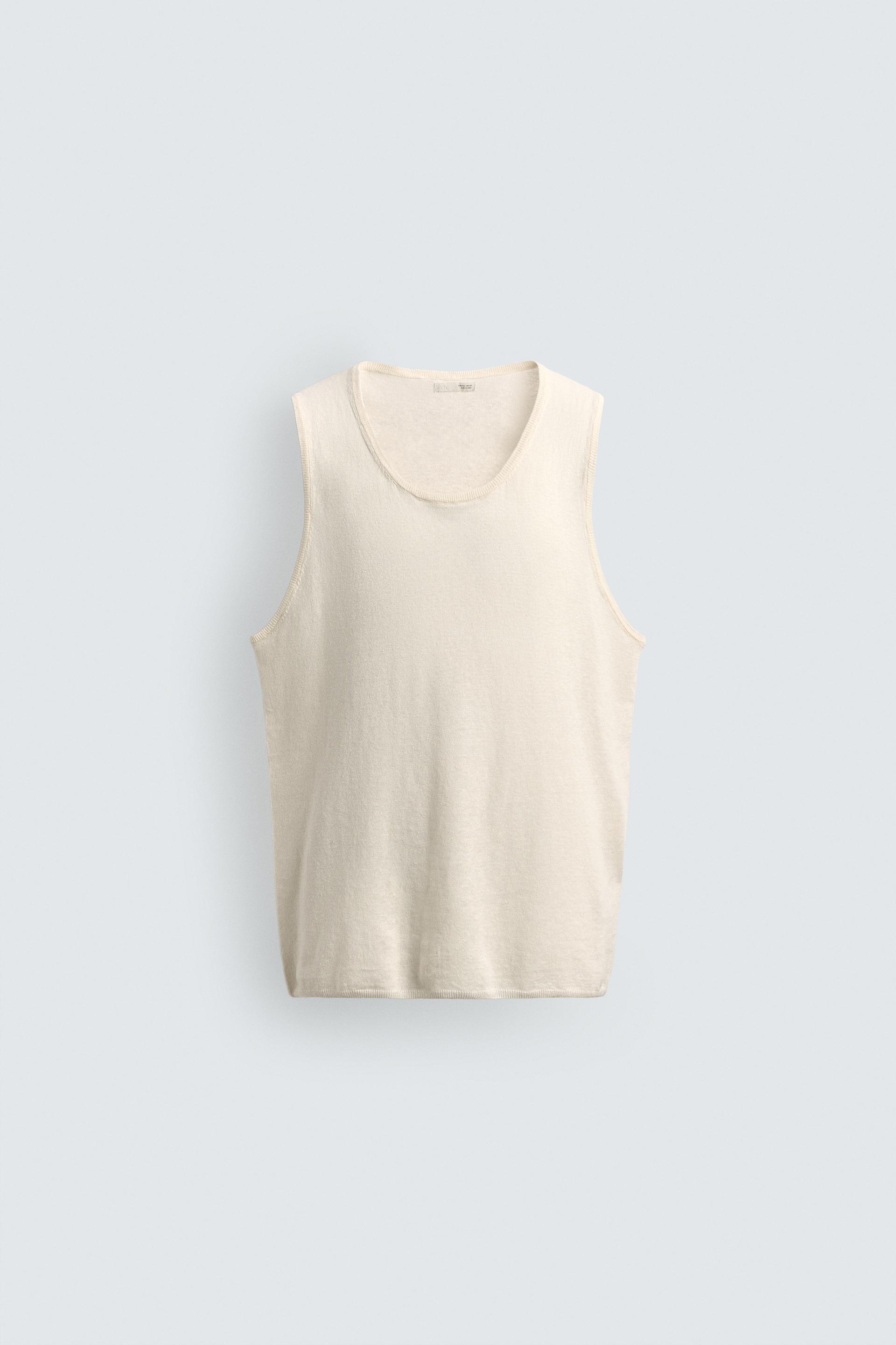 LINEN - COTTON KNIT TANK TOP by ZARA