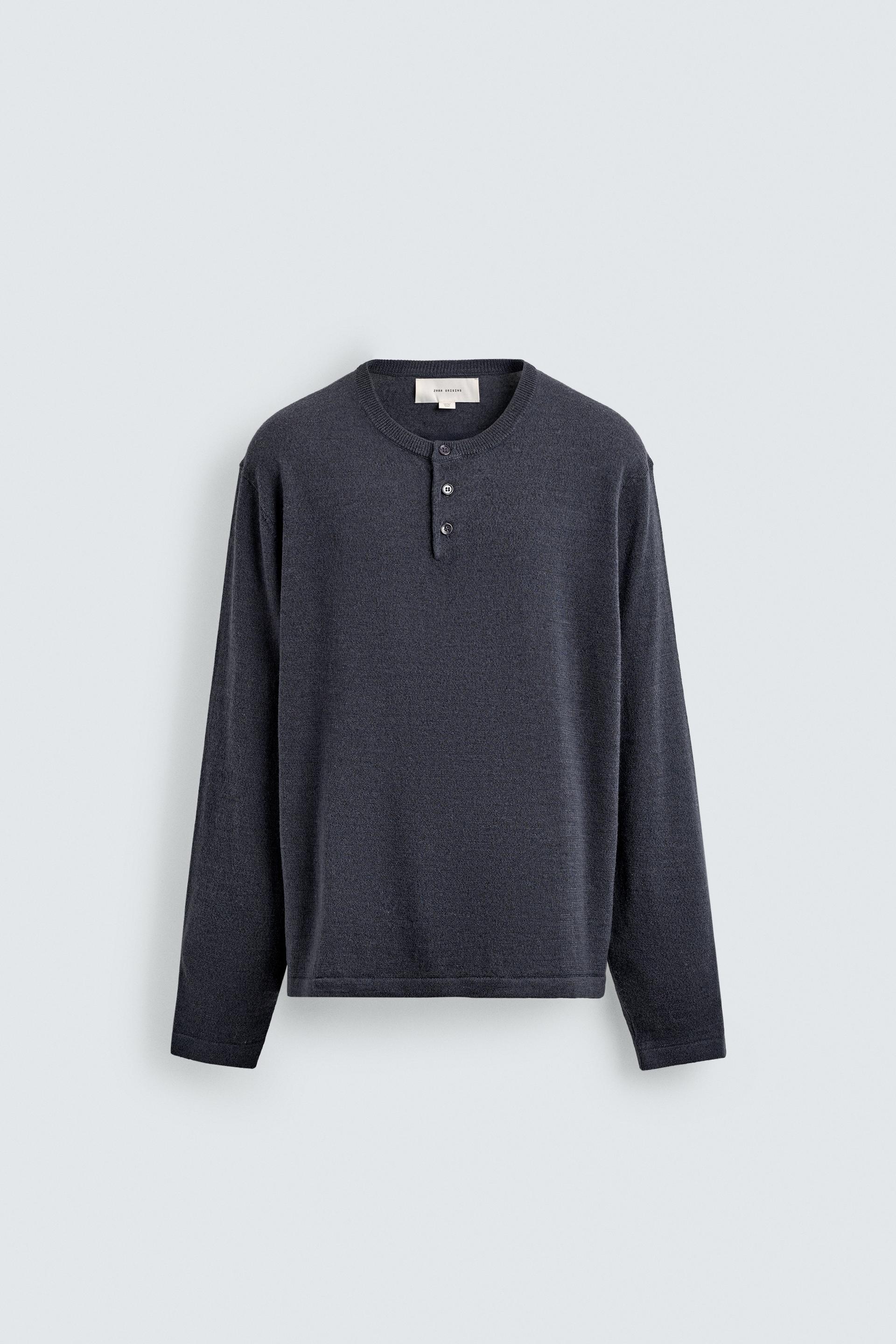 LINEN-WOOL BLEND HENLEY JUMPER by ZARA