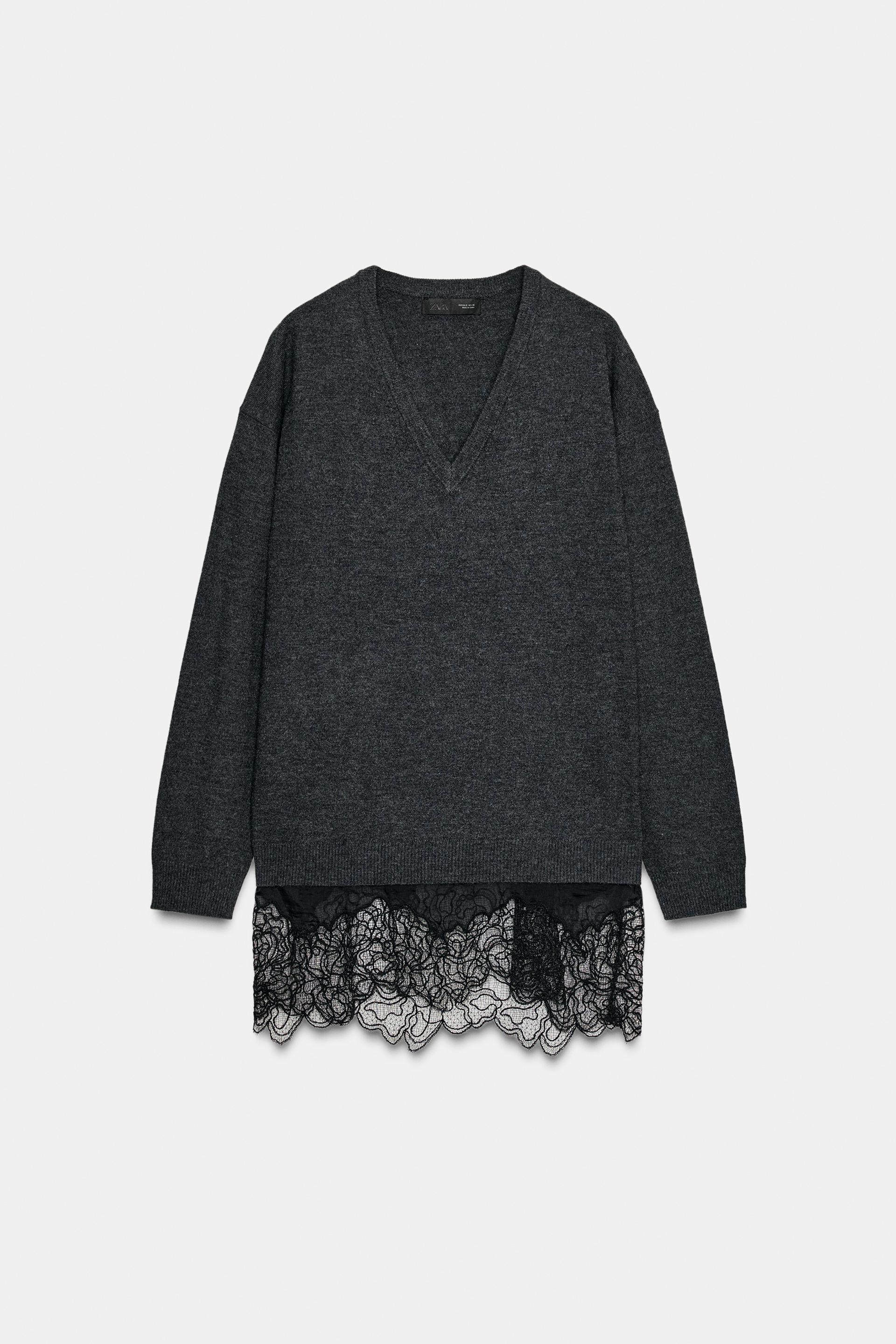 LONG COMBINATION LACE KNIT JUMPER by ZARA
