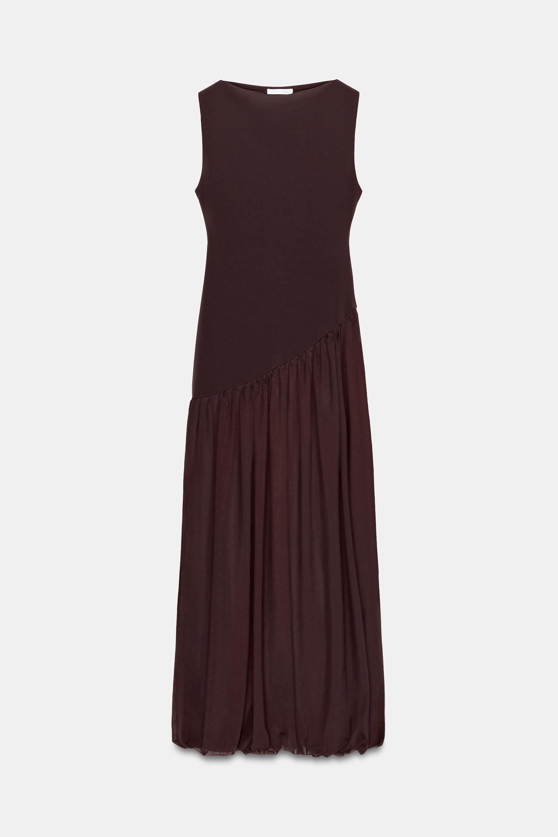 LONG COMBINATION TULLE DRESS by ZARA