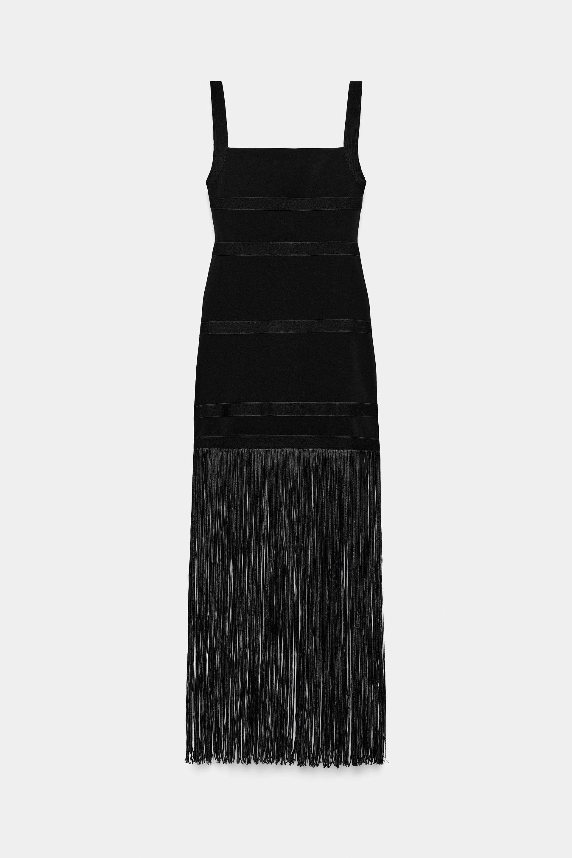 LONG FRINGED DRESS by ZARA