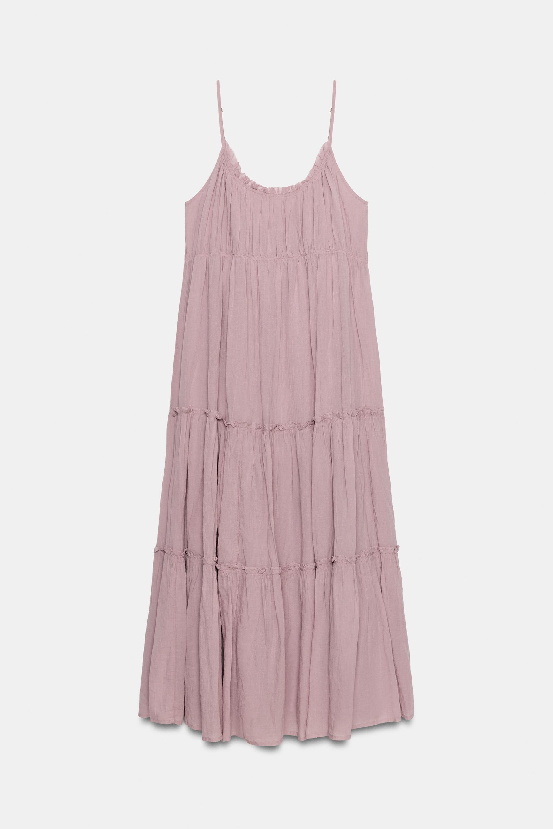 LONG RUFFLED GAUZE DRESS by ZARA