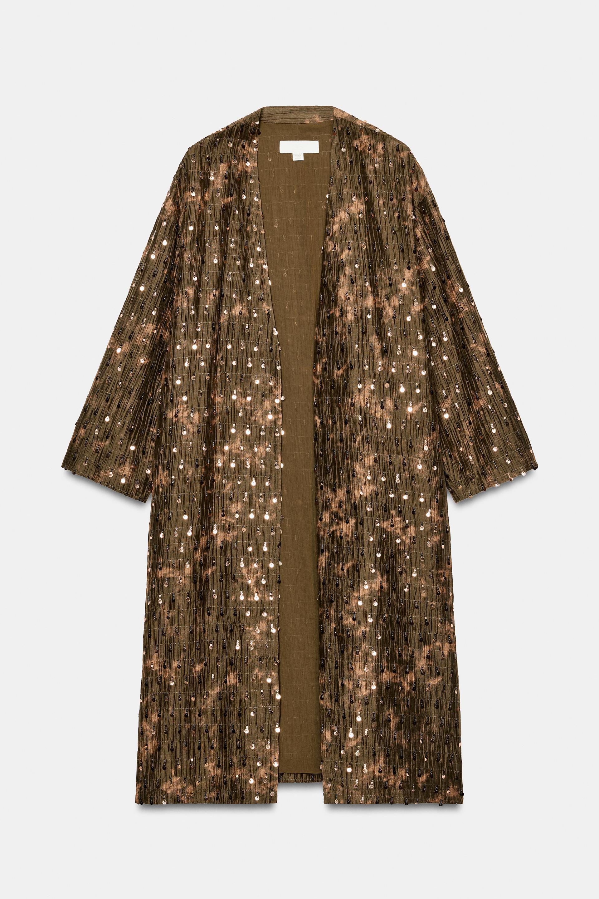 LONG SEQUIN KIMONO JACKET by ZARA