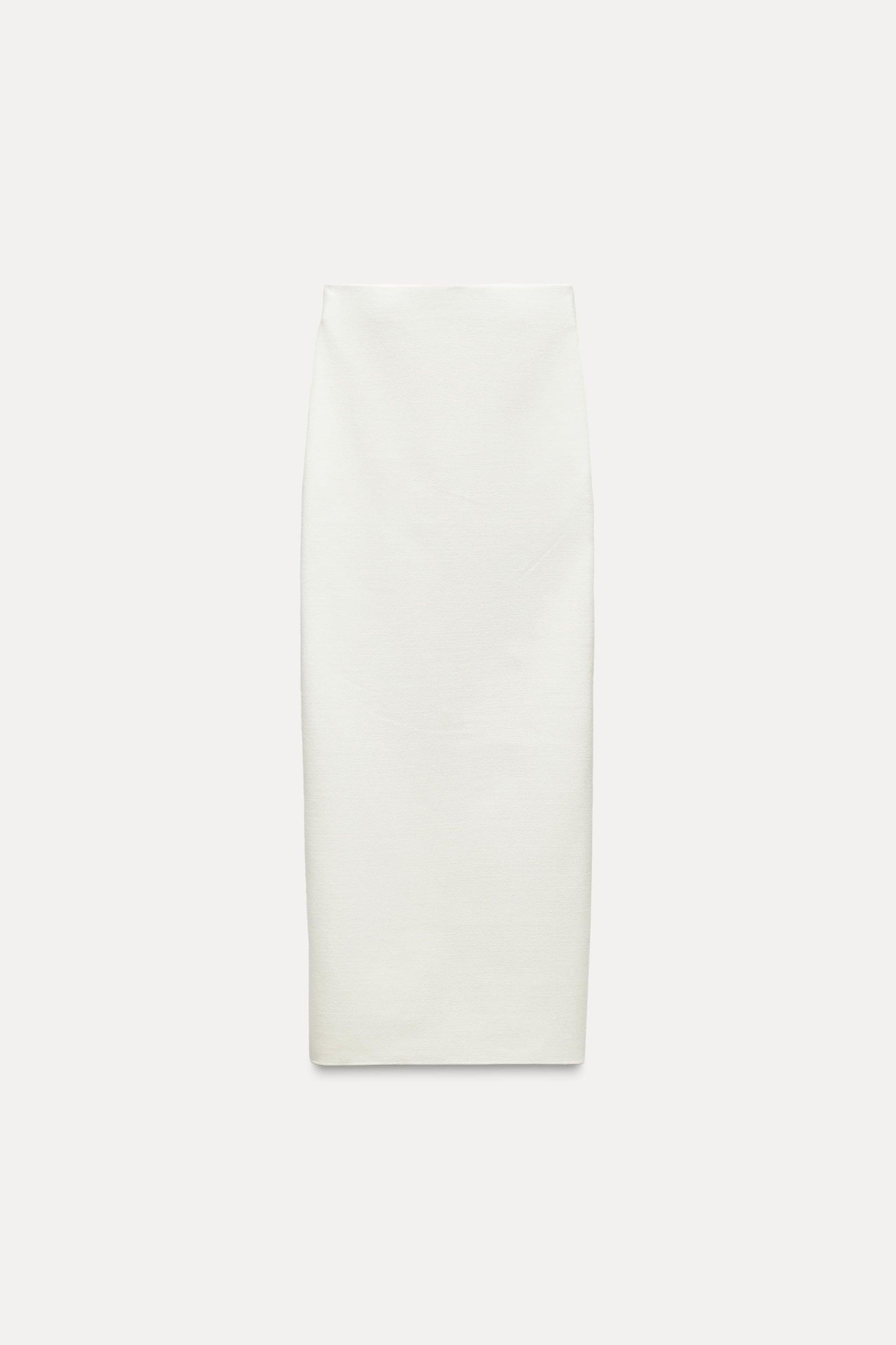 LONG STRETCH KNIT SKIRT WITH SLIT by ZARA