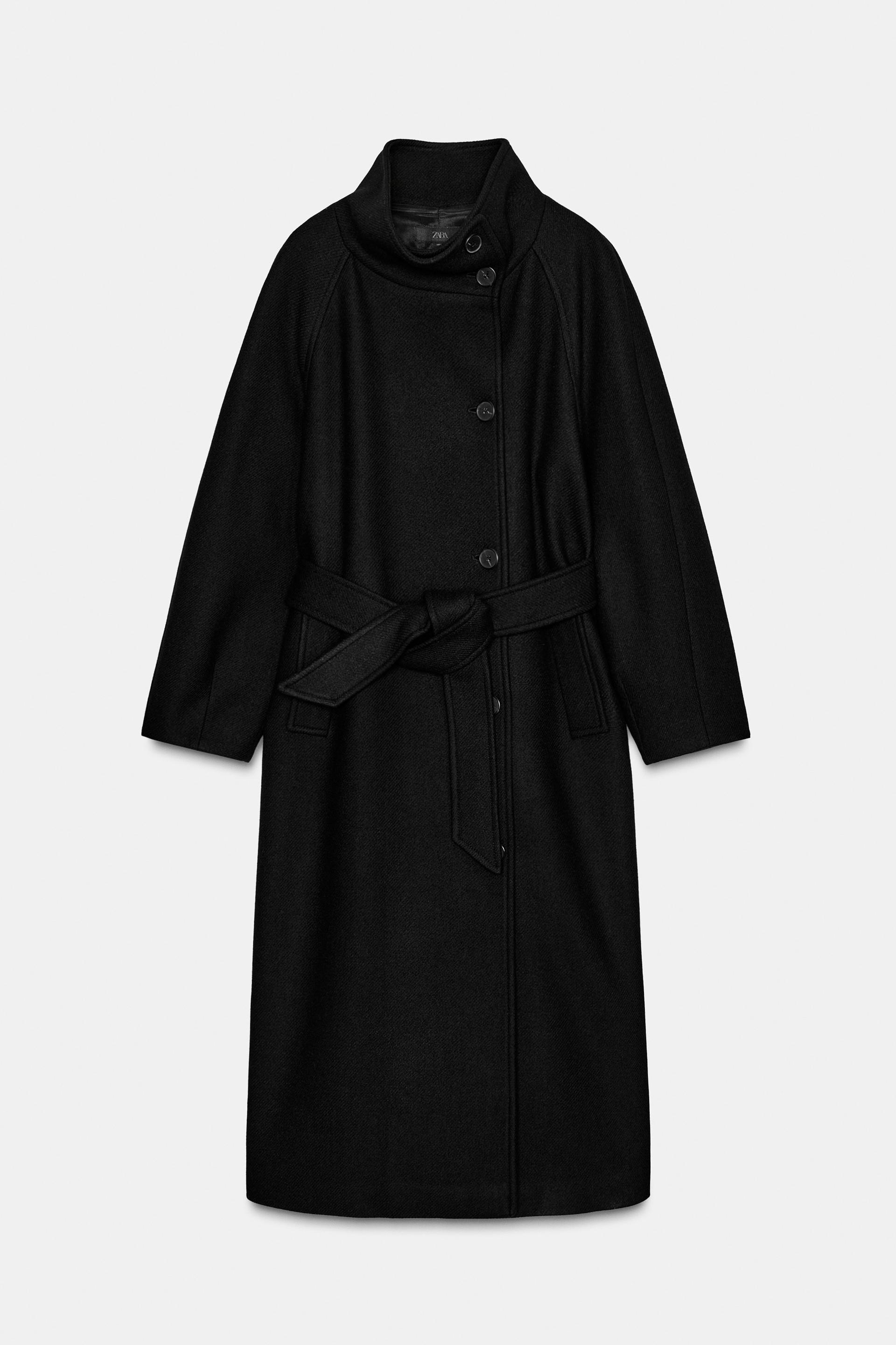 LONG WOOL COAT WITH HIGH NECK by ZARA
