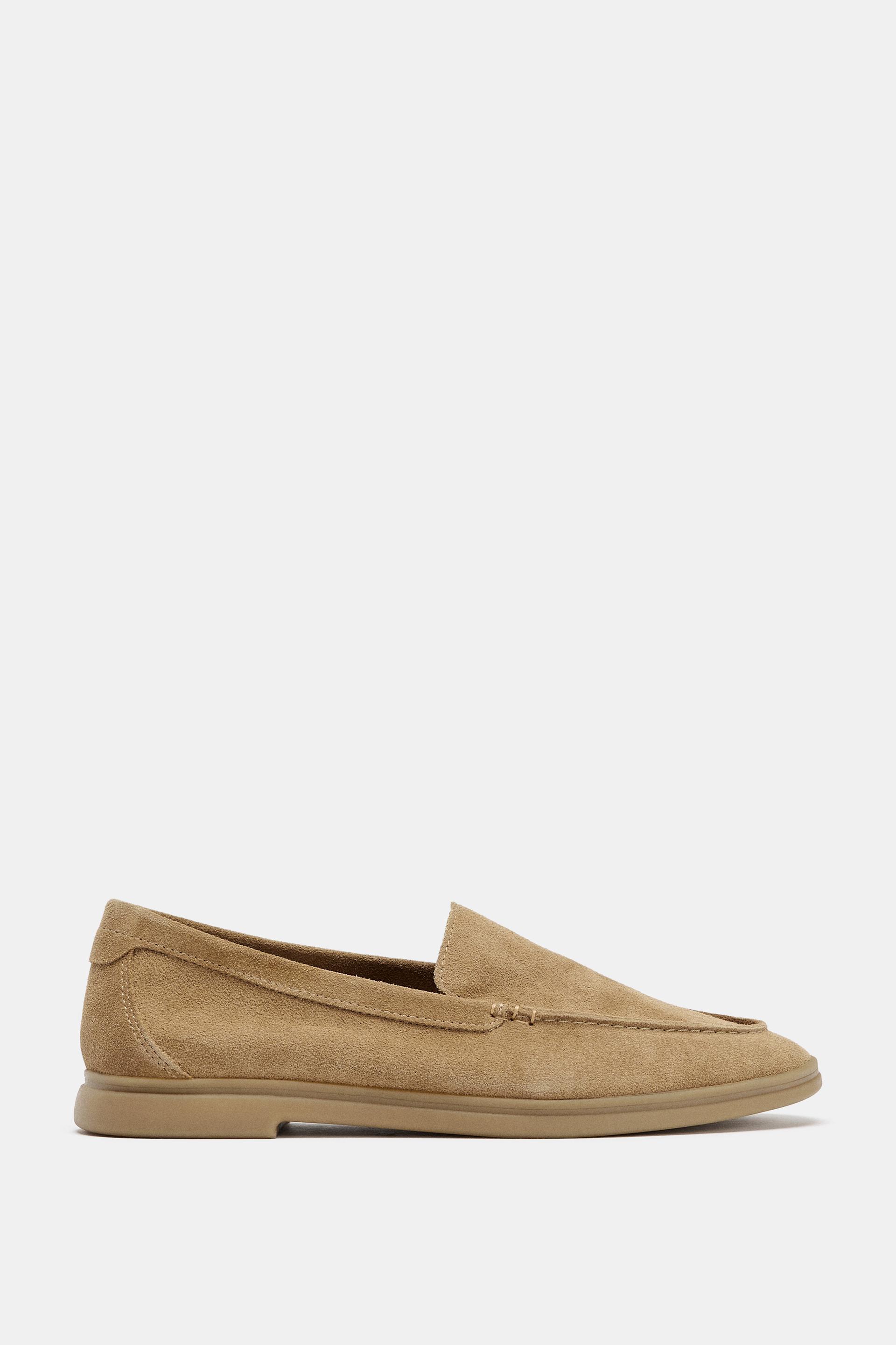 LOW HEEL SPLIT LEATHER LOAFERS by ZARA