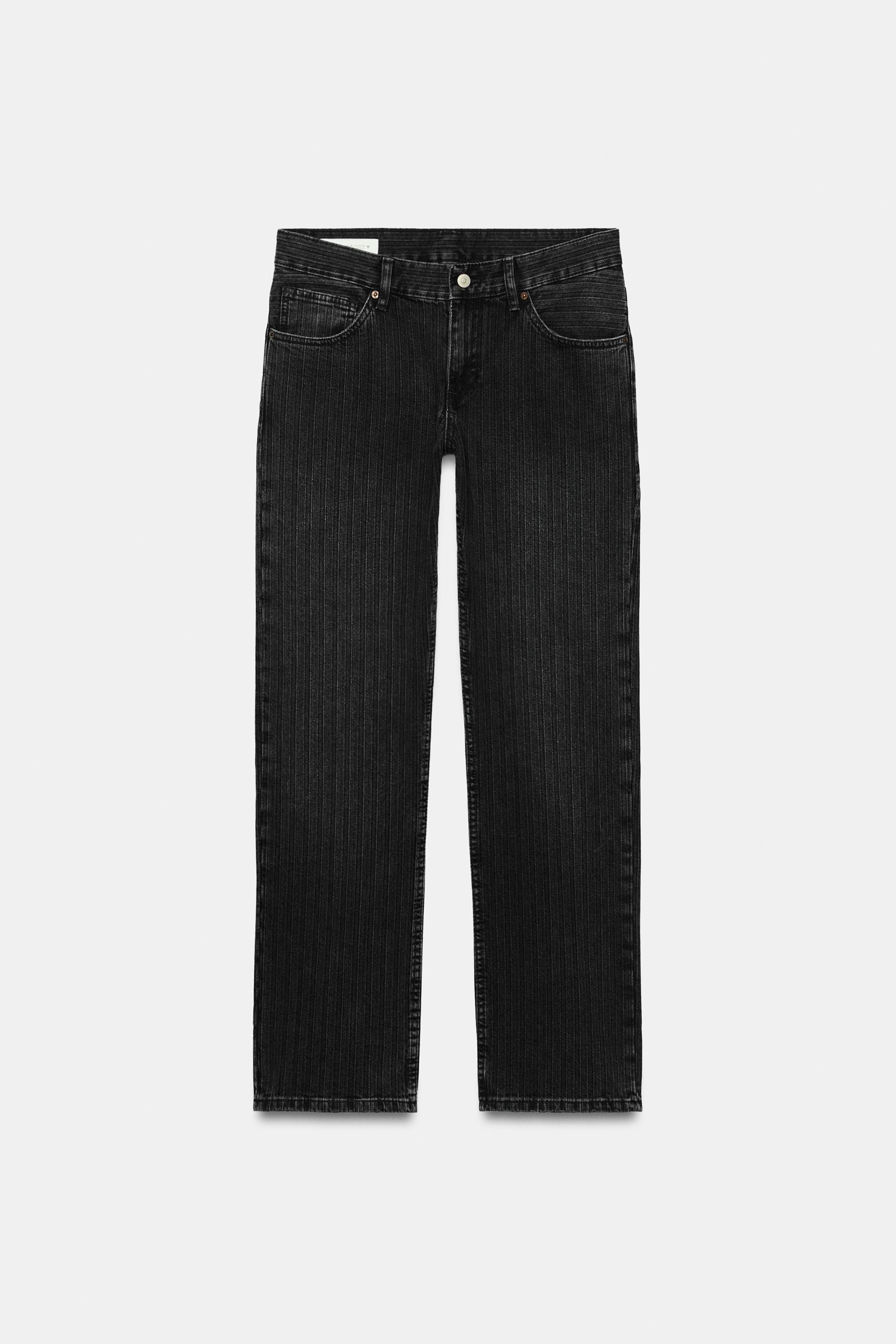 LOW-RISE STRIPED STRAIGHT-FIT TRF JEANS by ZARA