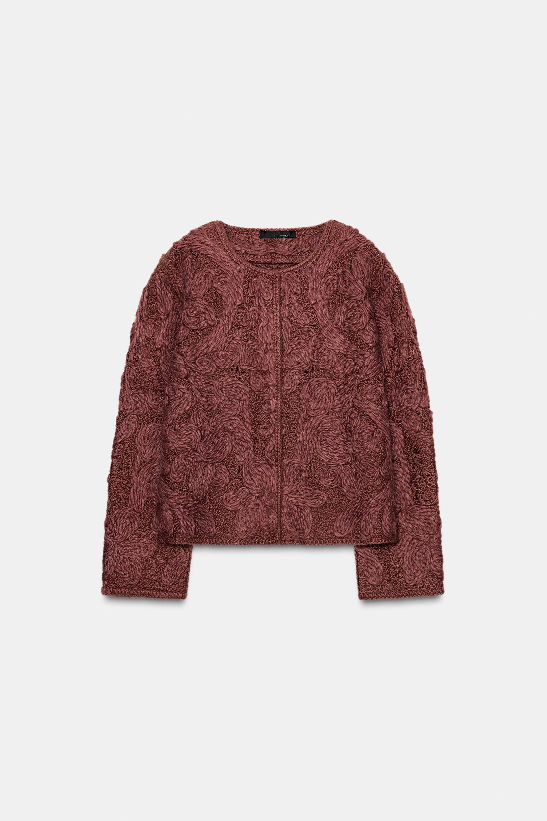 MACRAME KNIT WOOL JACKET by ZARA