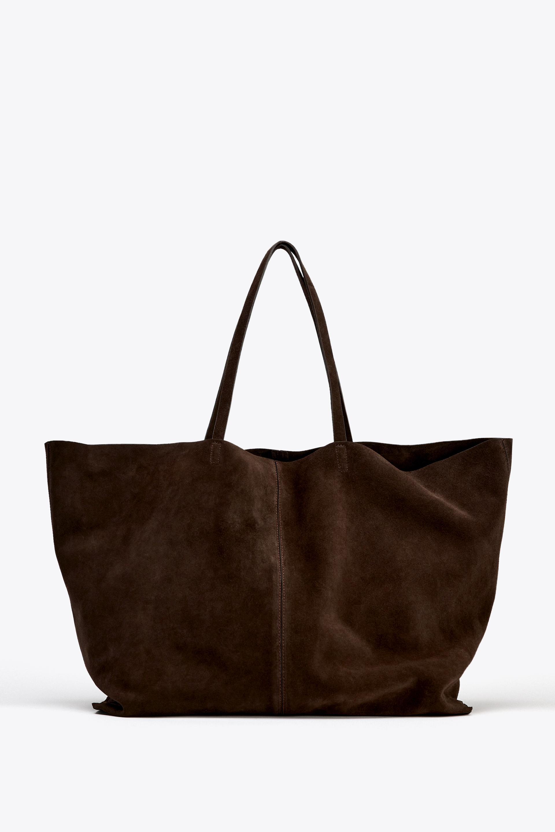 MAXI SPLIT LEATHER SHOPPER BAG by ZARA