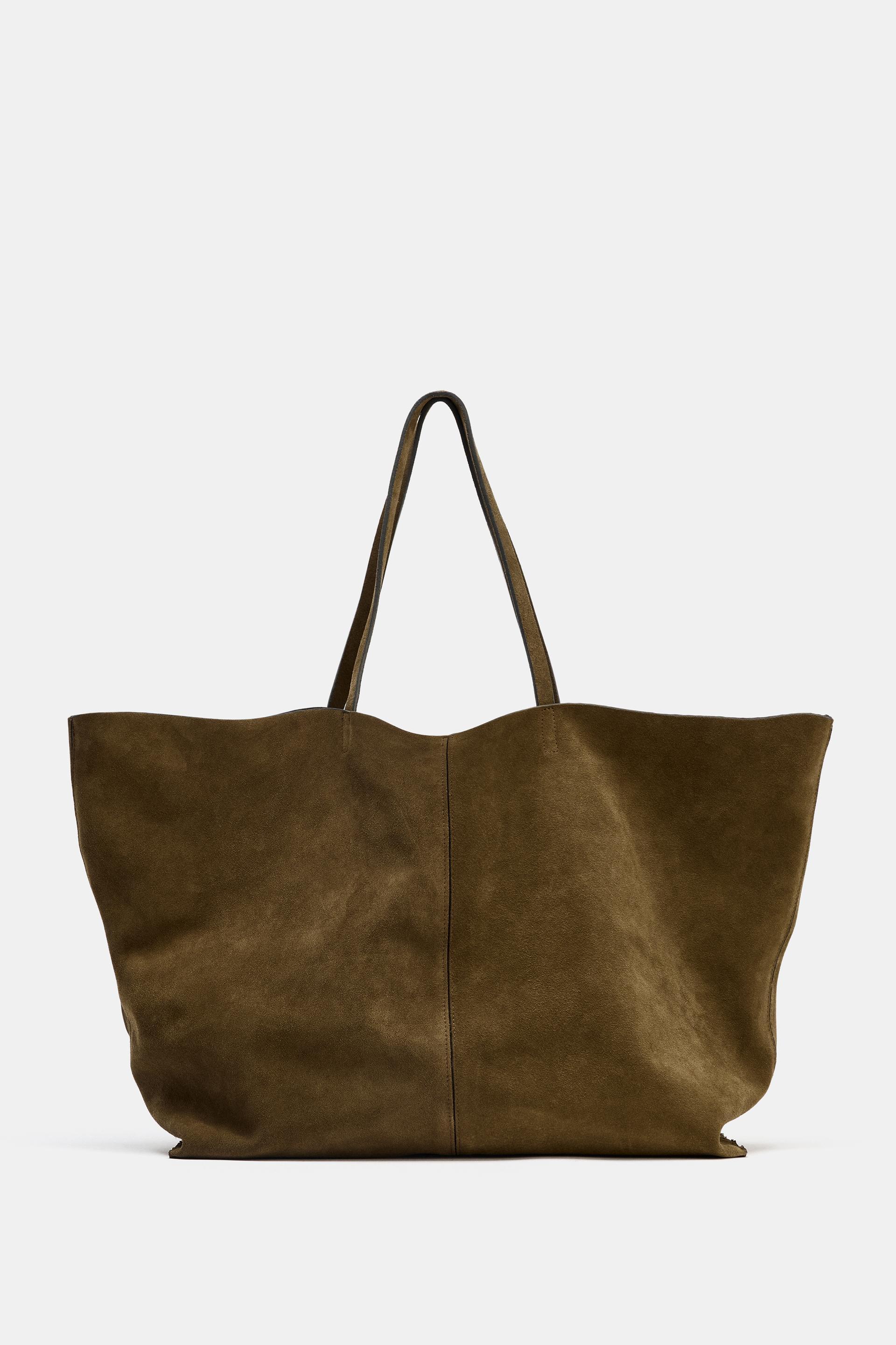 MAXI SPLIT LEATHER SHOPPER BAG by ZARA