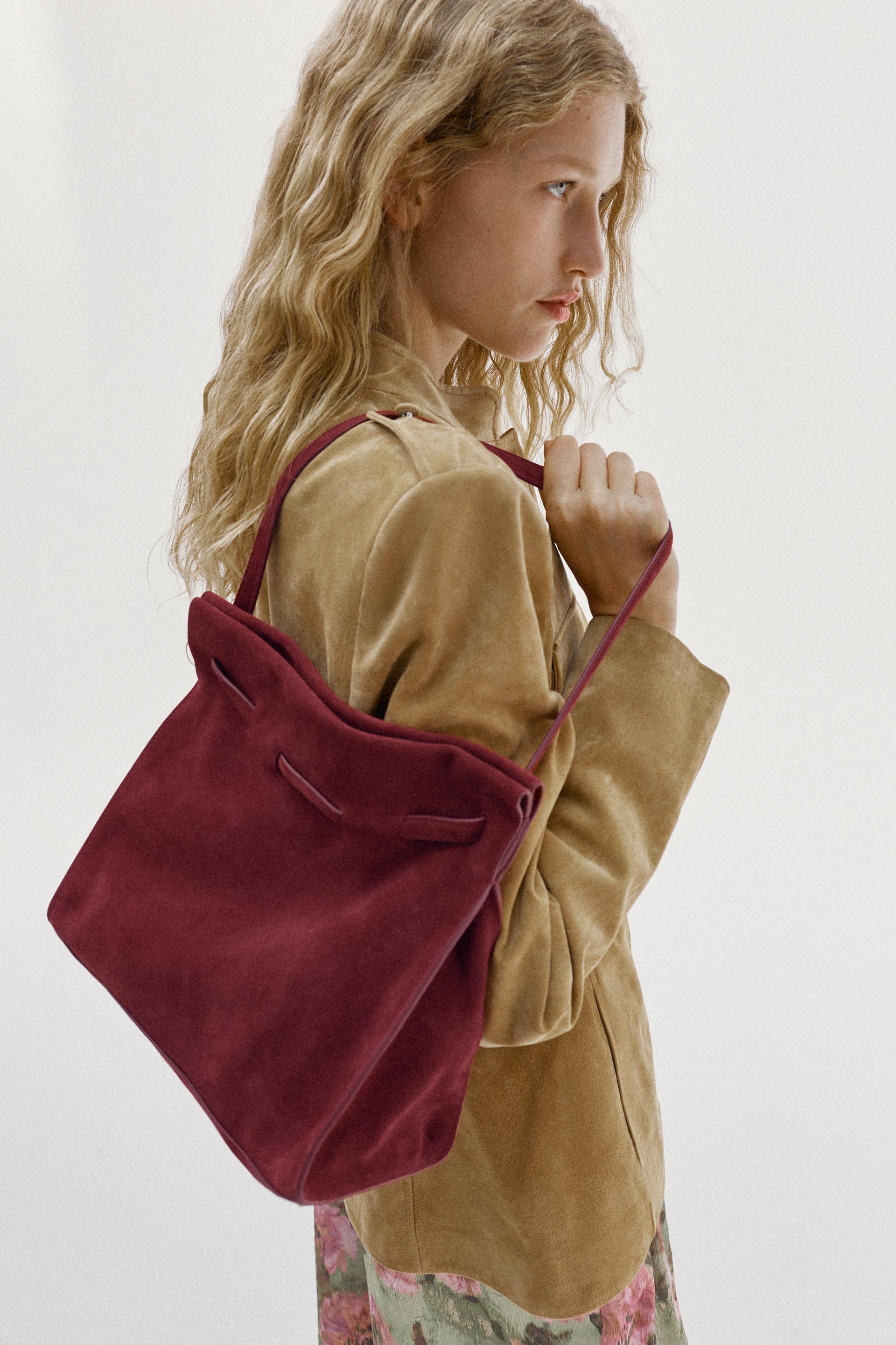MEDIUM SUEDE SHOULDER BAG by ZARA
