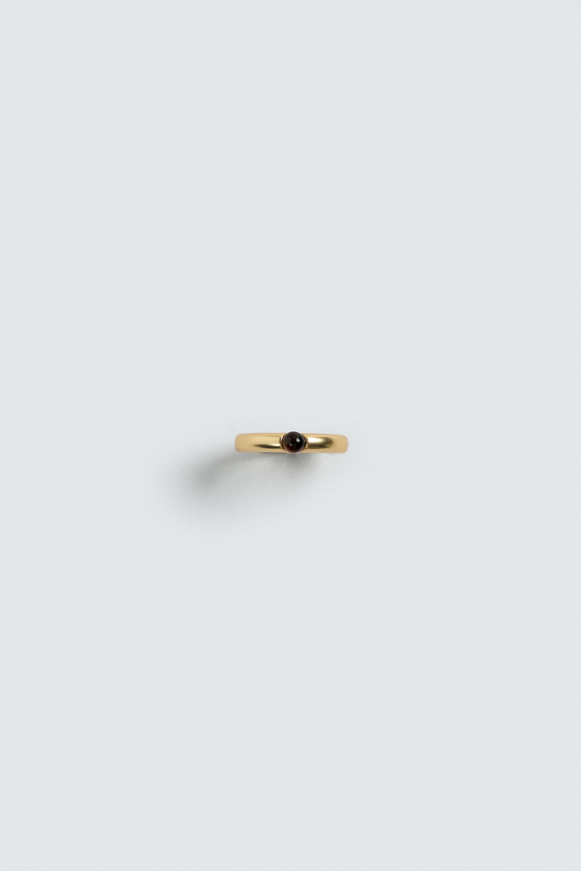 METAL STONE RING by ZARA