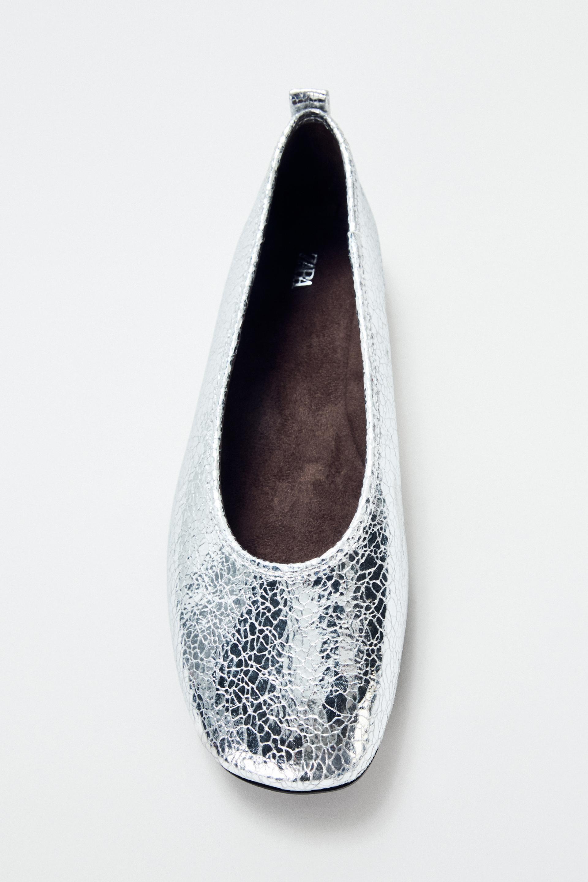 METALLIC BALLET FLATS by ZARA