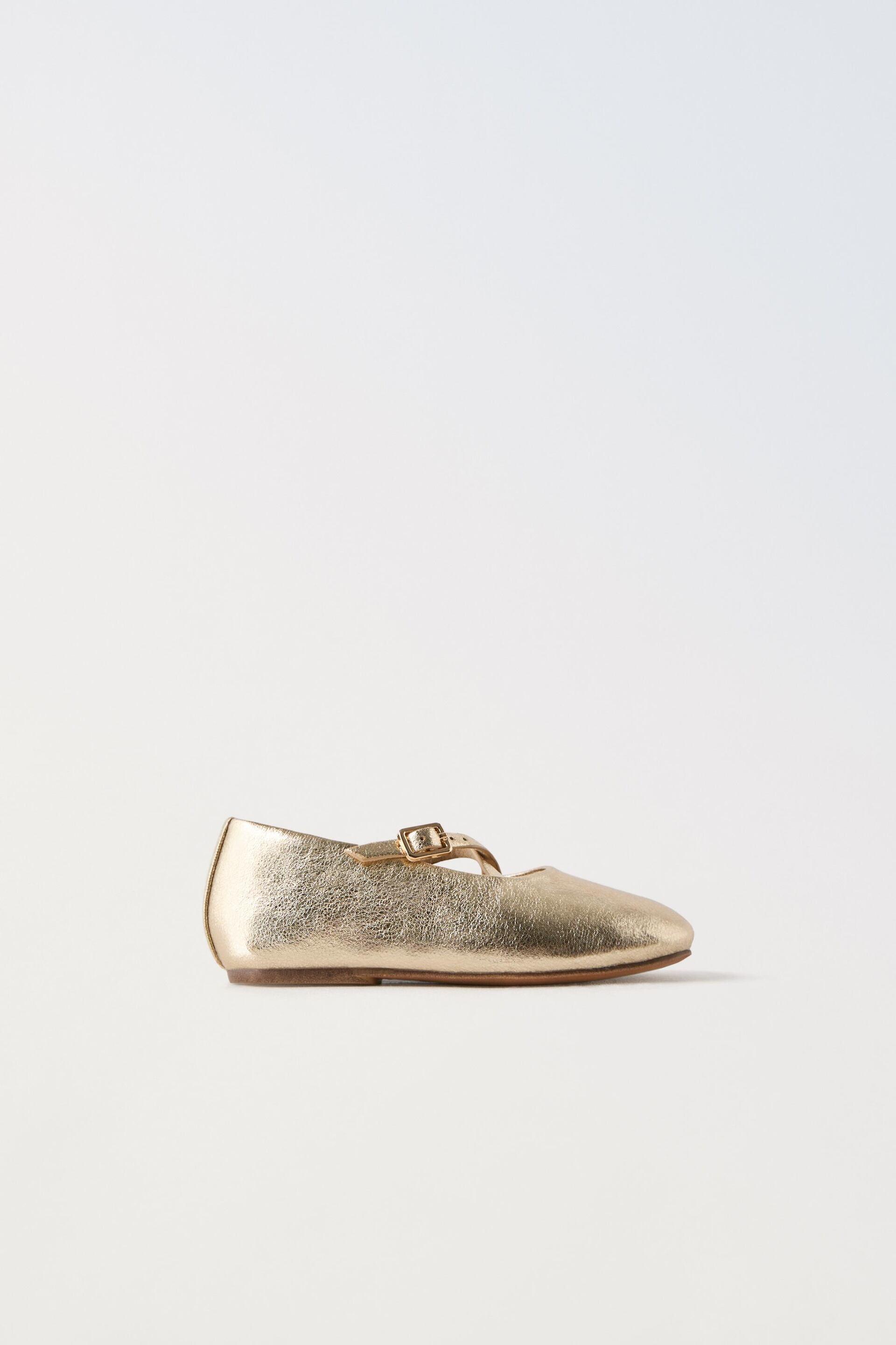 METALLIC BALLET FLATS by ZARA