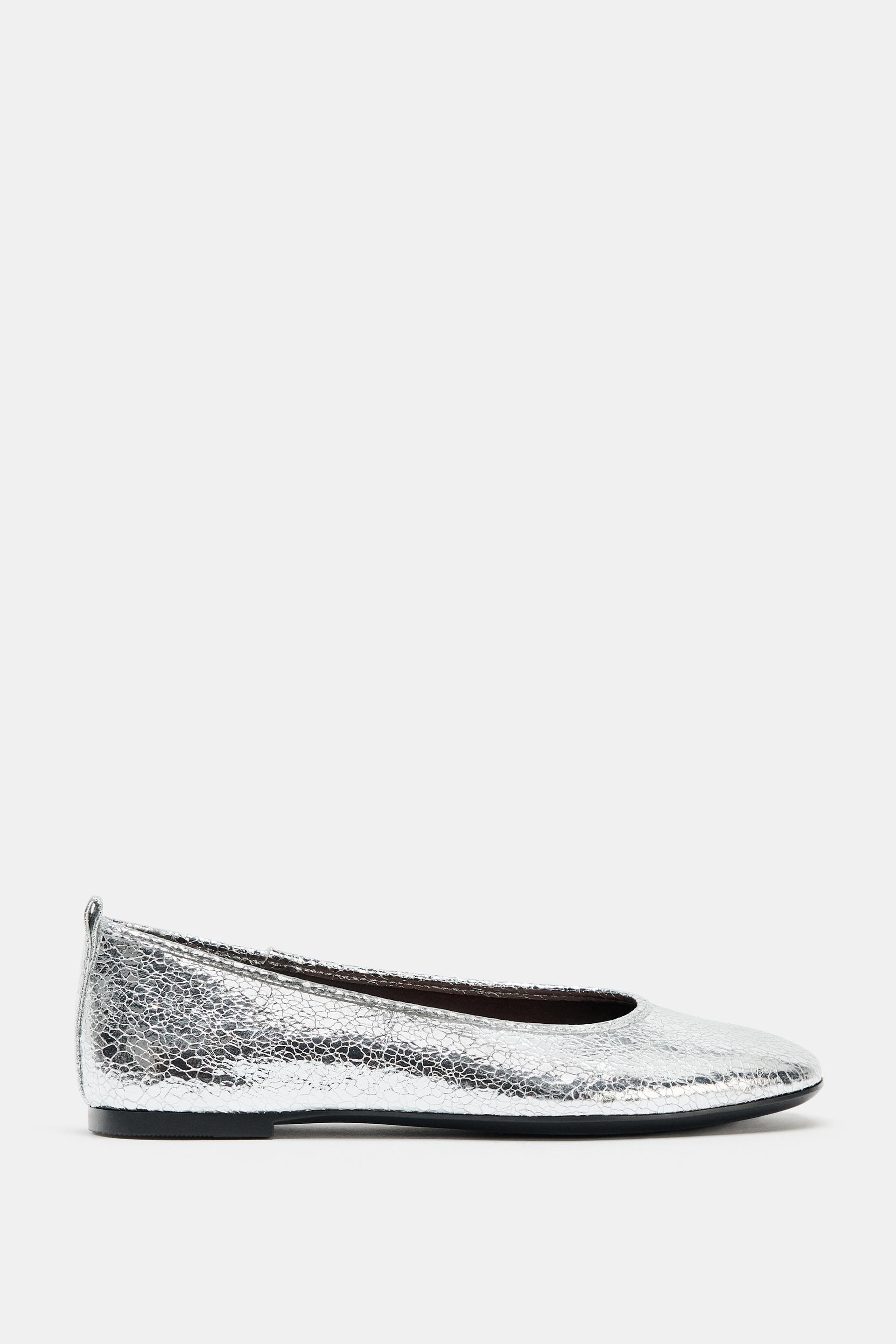 METALLIC BALLET FLATS by ZARA