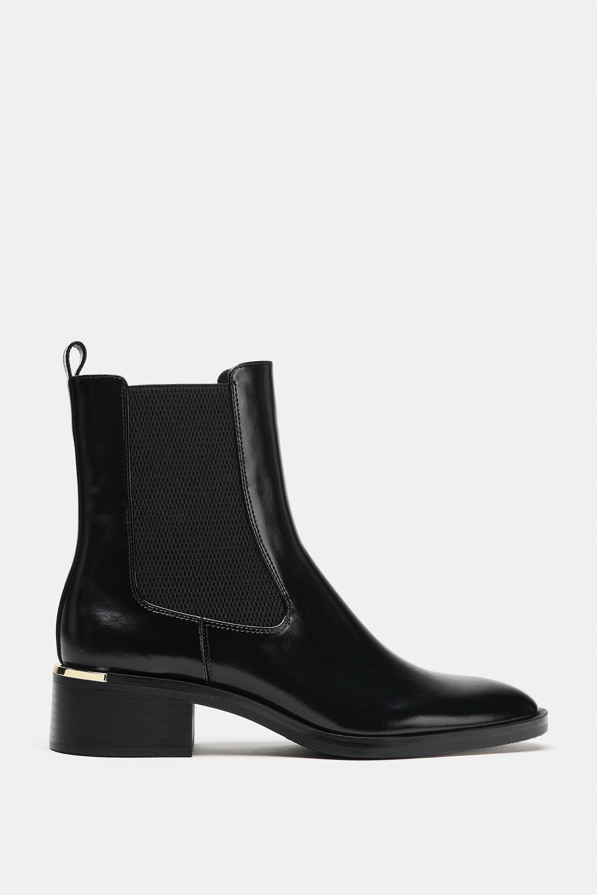 METALLIC DETAIL BLOCK HEEL ANKLE BOOTS by ZARA