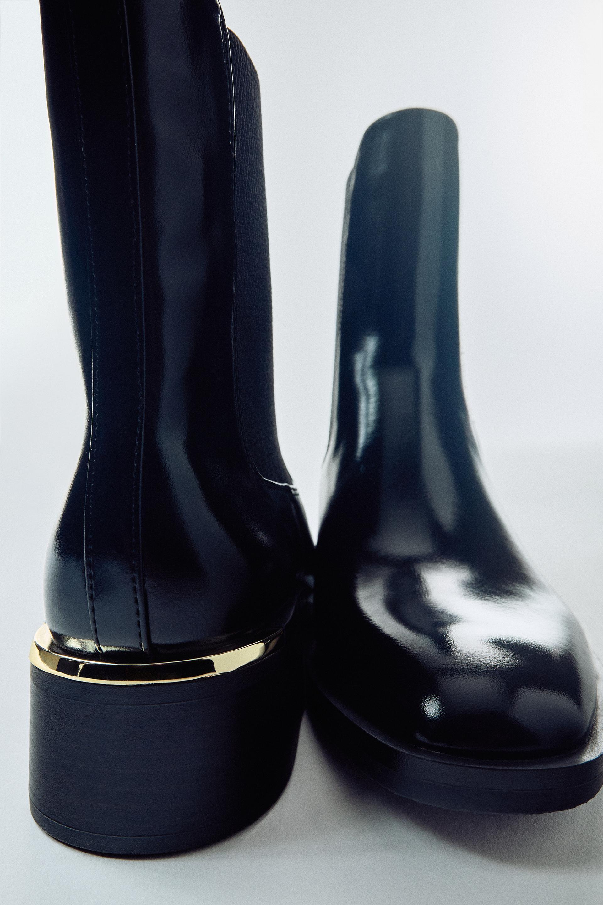METALLIC DETAIL BLOCK HEEL ANKLE BOOTS by ZARA
