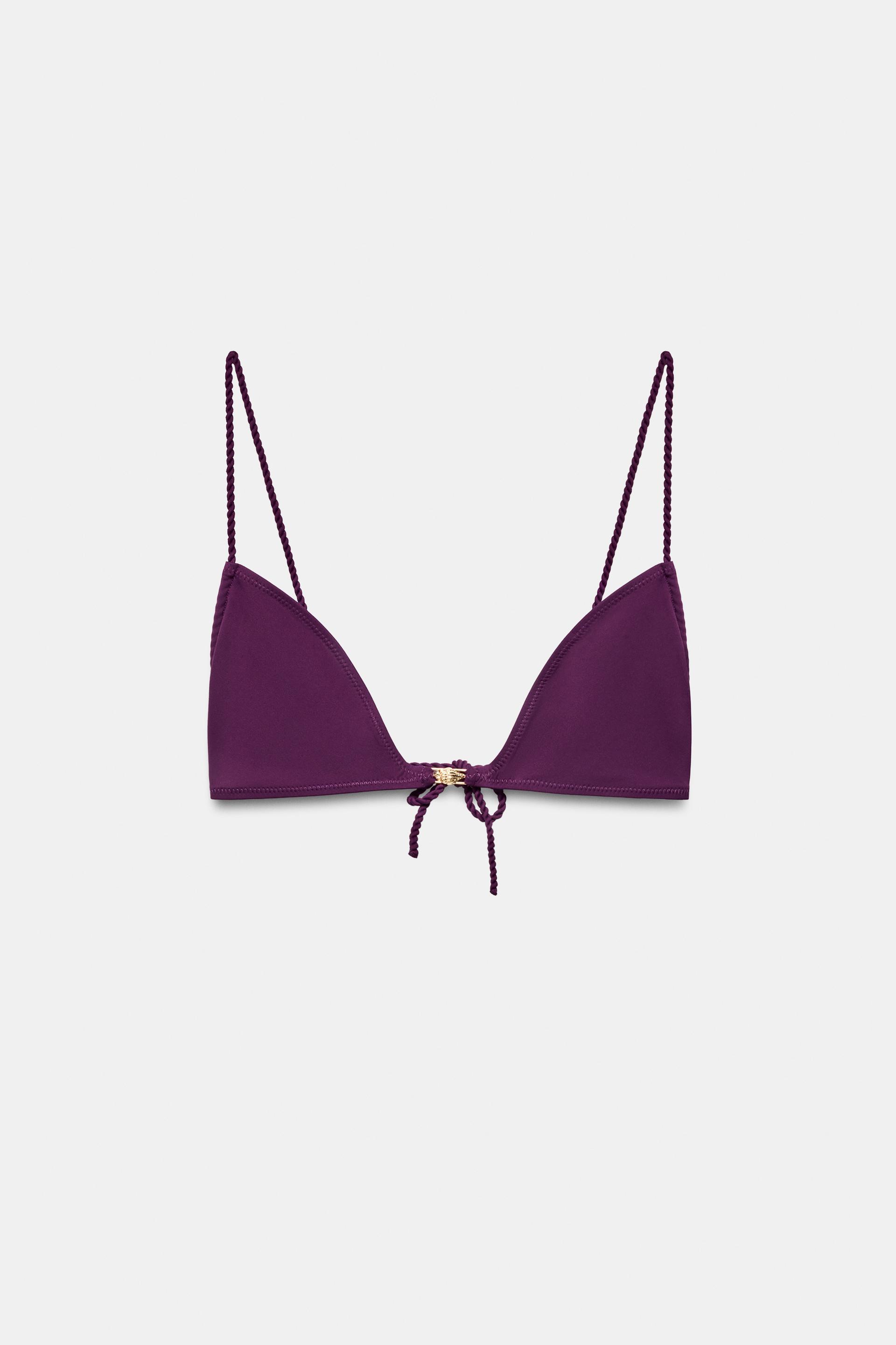 METALLIC DETAIL TRIANGLE BIKINI TOP by ZARA