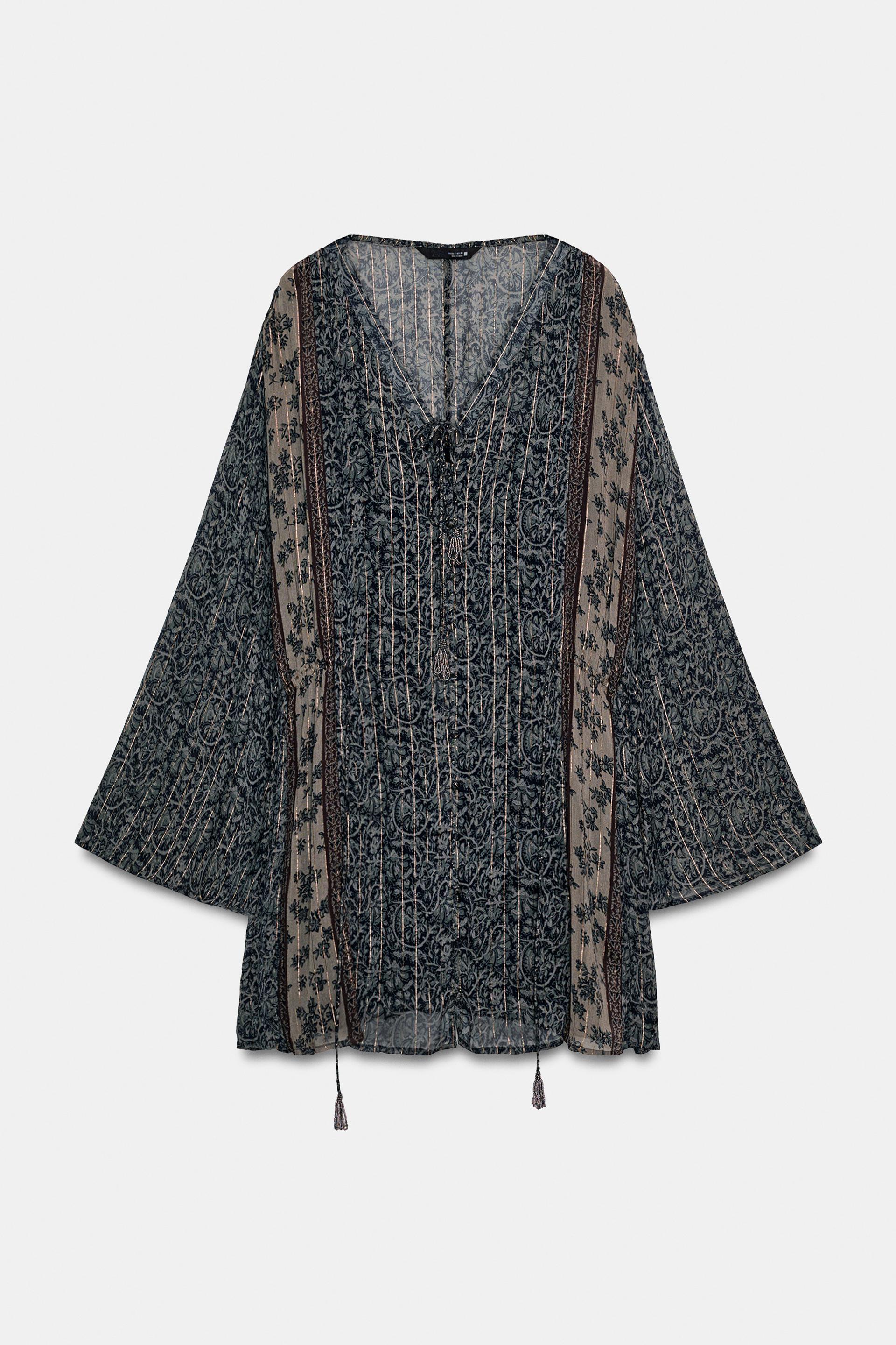 METALLIC THREAD PRINT DRESS by undefined