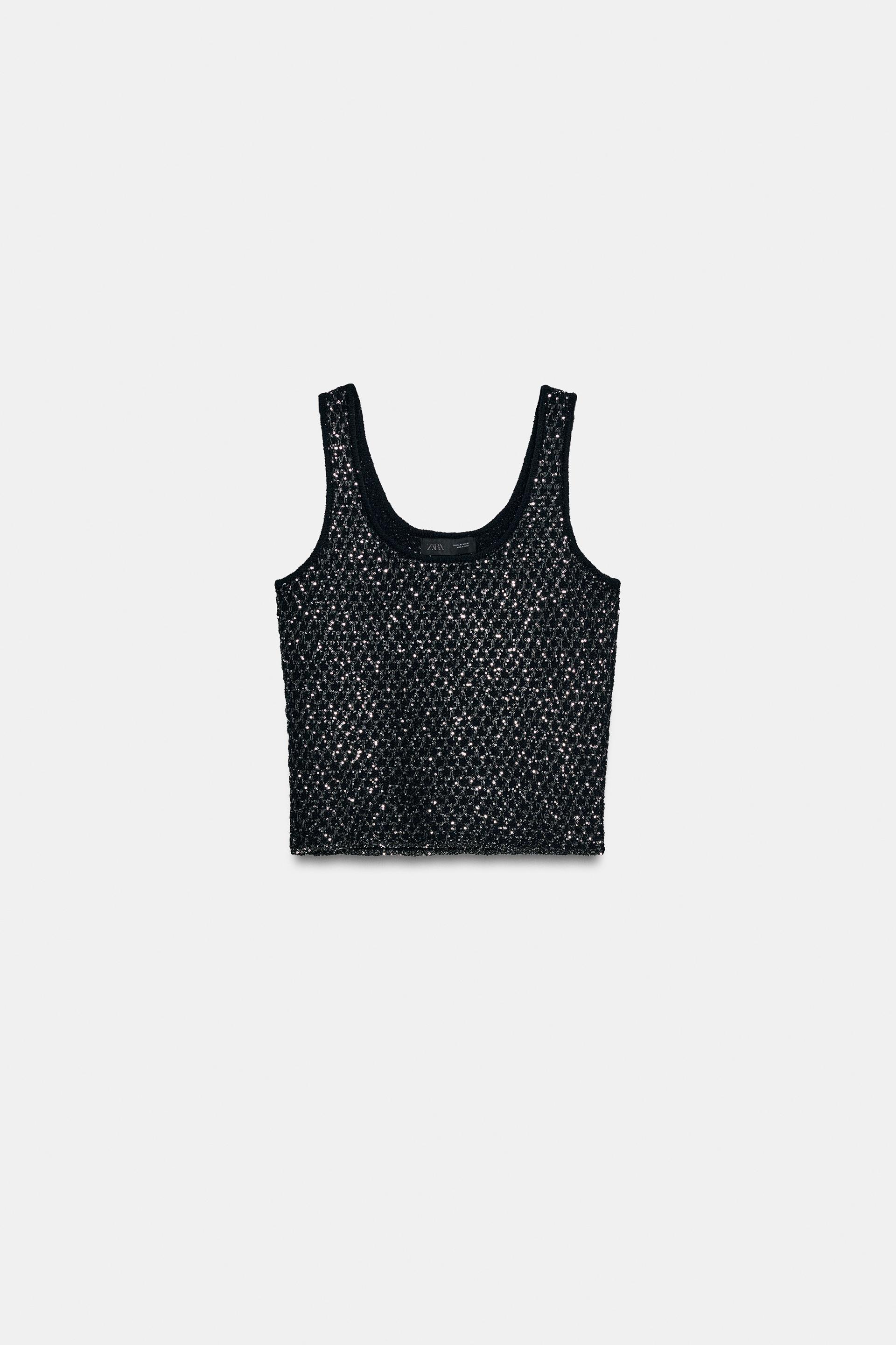METALLIC THREAD SEQUIN KNIT TOP by ZARA