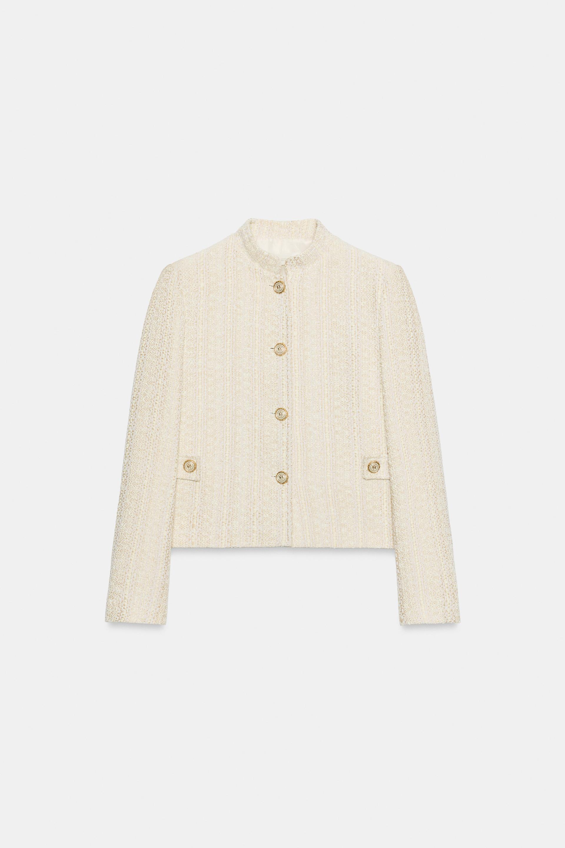 METALLIC THREAD SHOULDER PAD BLAZER by ZARA