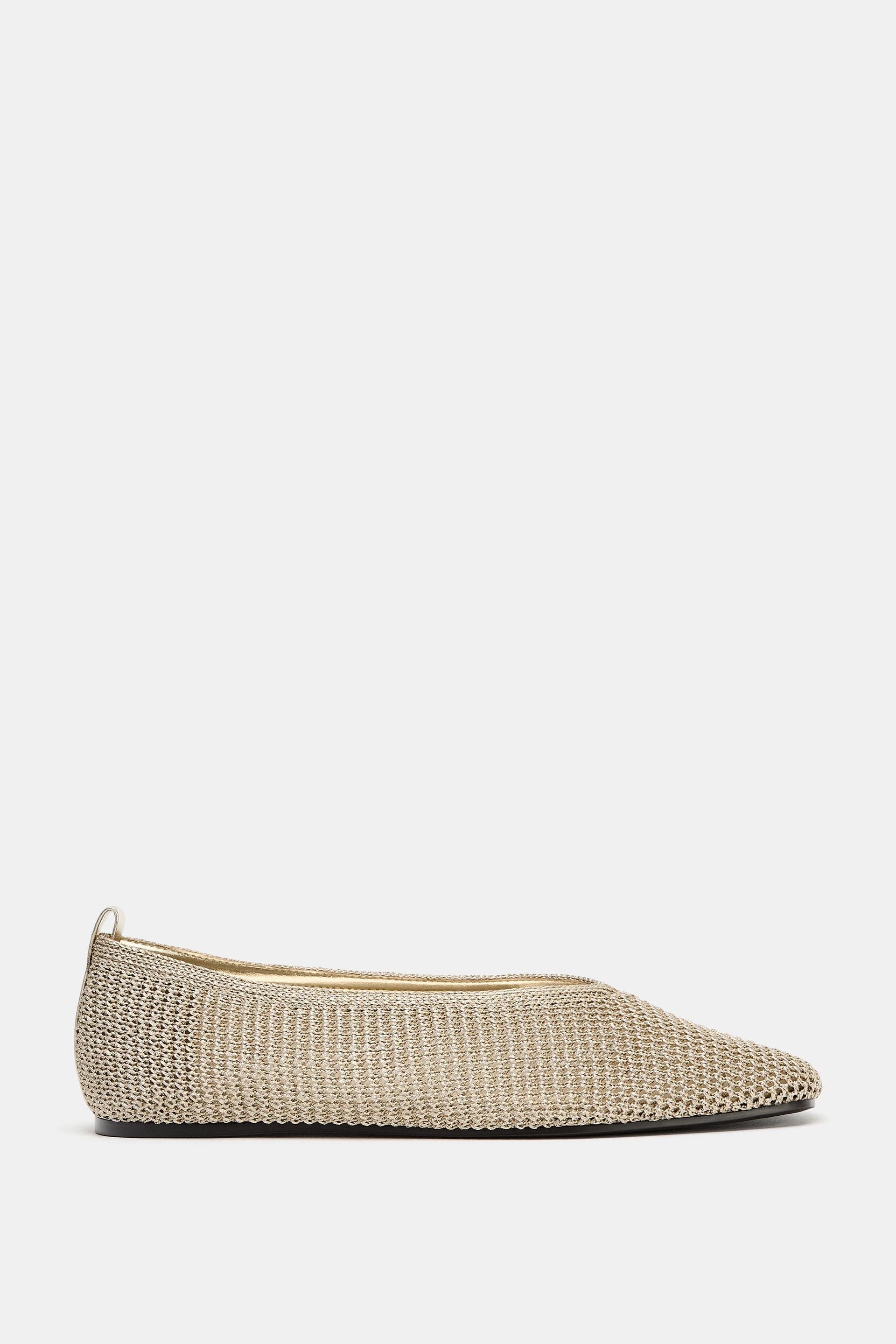 METALLIC WOVEN BALLET FLATS by ZARA