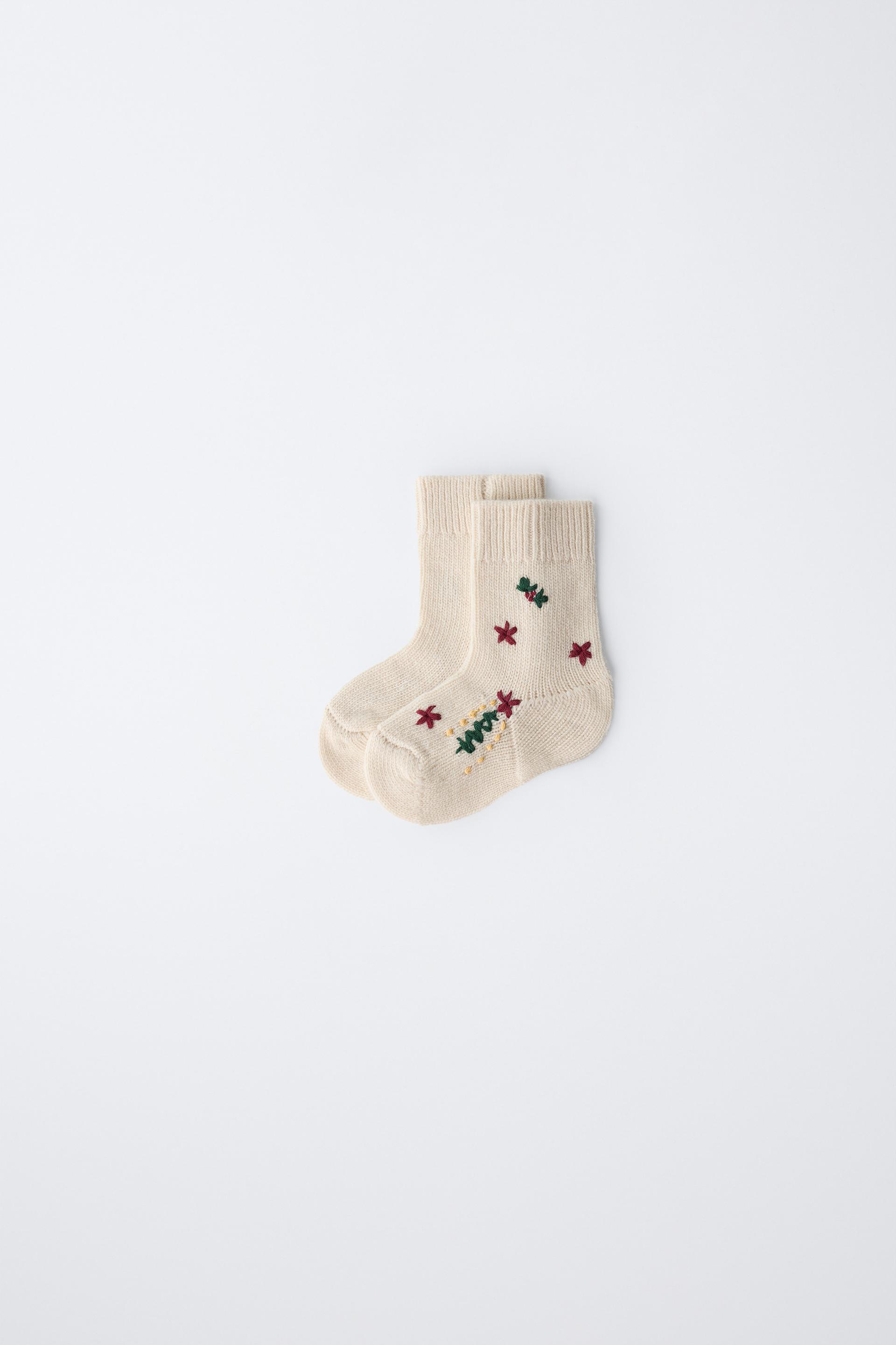 MID-CALF EMBROIDERED WOOL SOCKS by ZARA