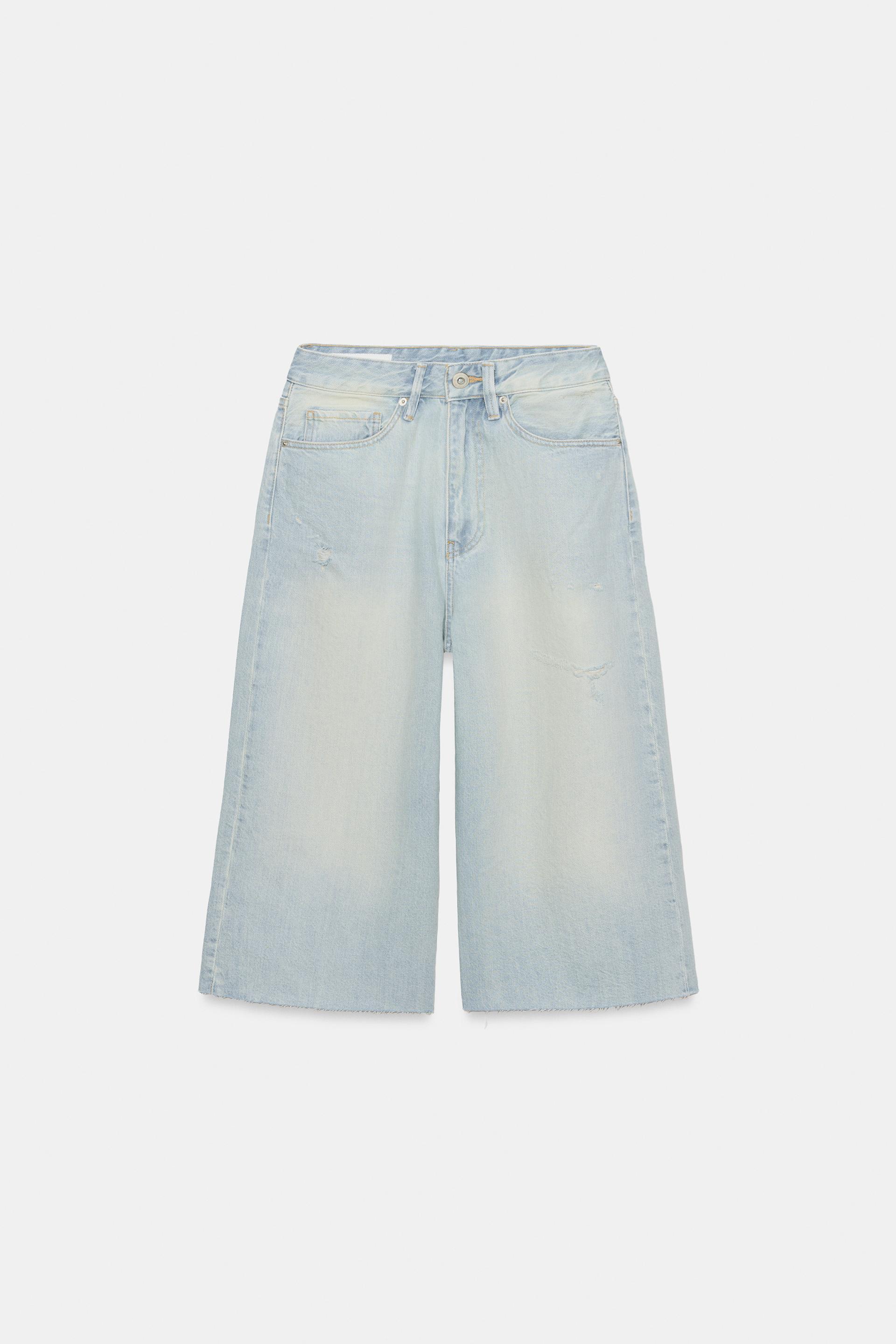 MID-RISE RIPPED DENIM JORTS by ZARA