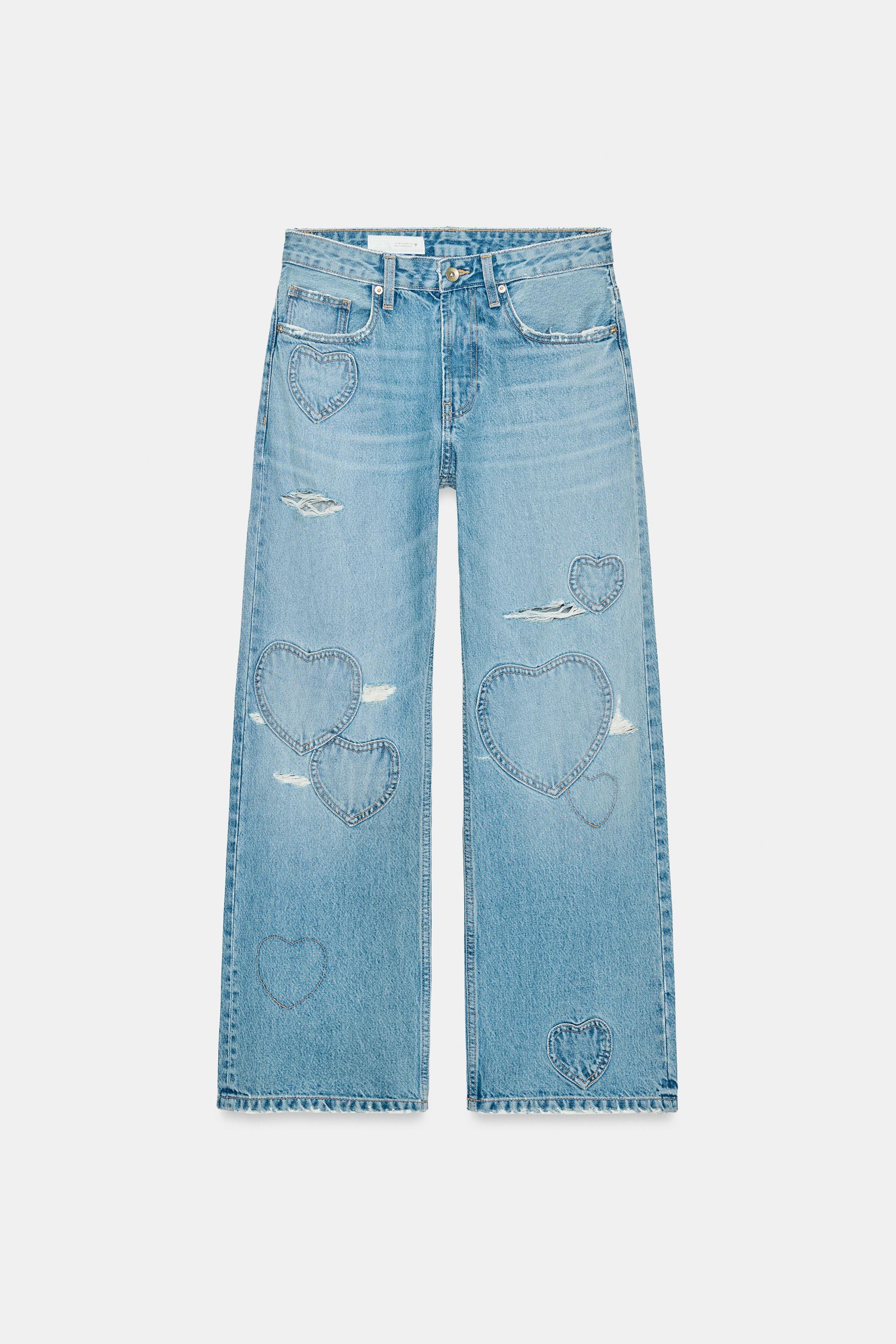 MID-RISE TRF BOYFRIEND JEANS WITH HEARTS by ZARA