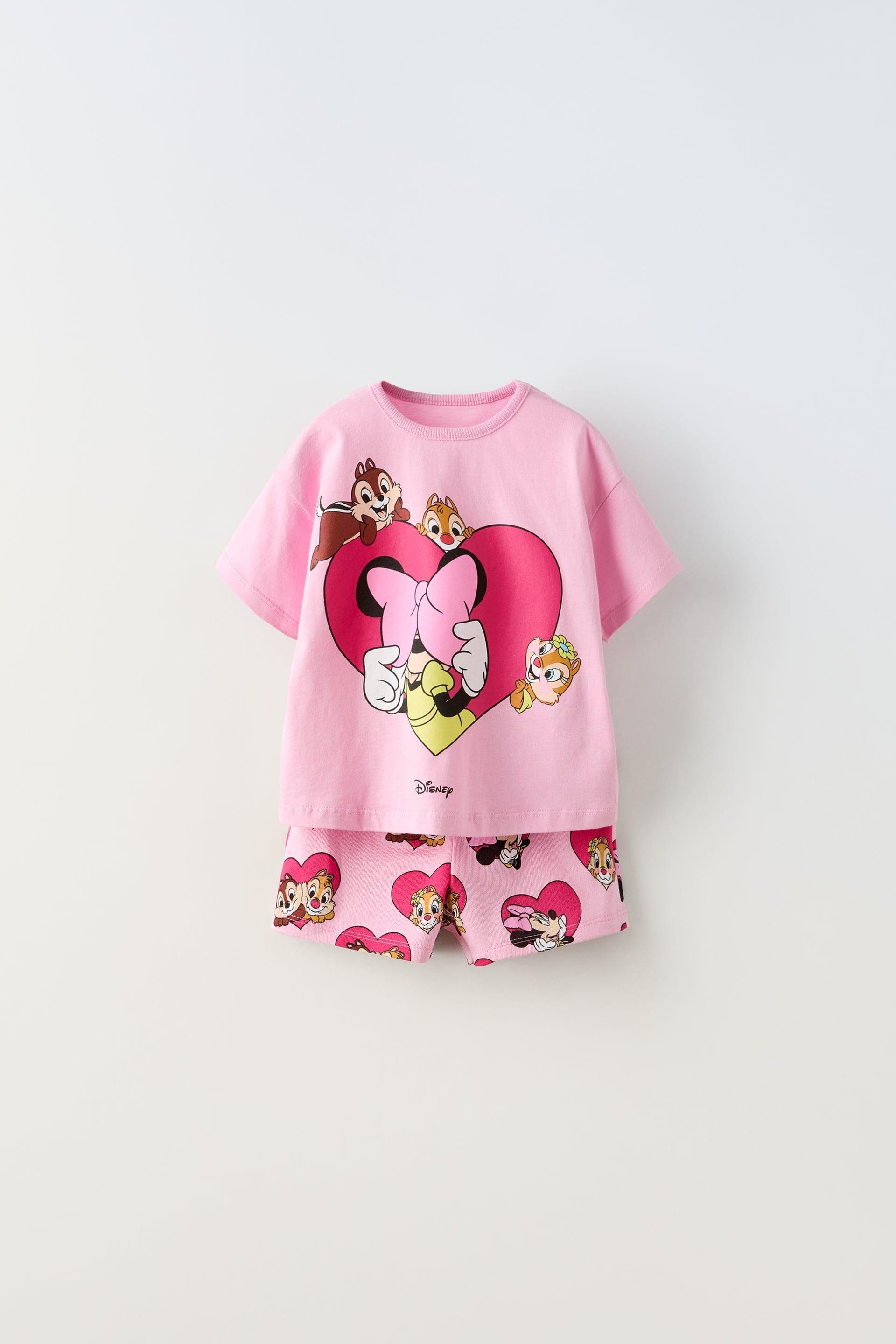 MINNIE MOUSE AND FRIENDS © DISNEY PLUSH T-SHIRT AND BERMUDA SHORTS CO-ORD by ZARA