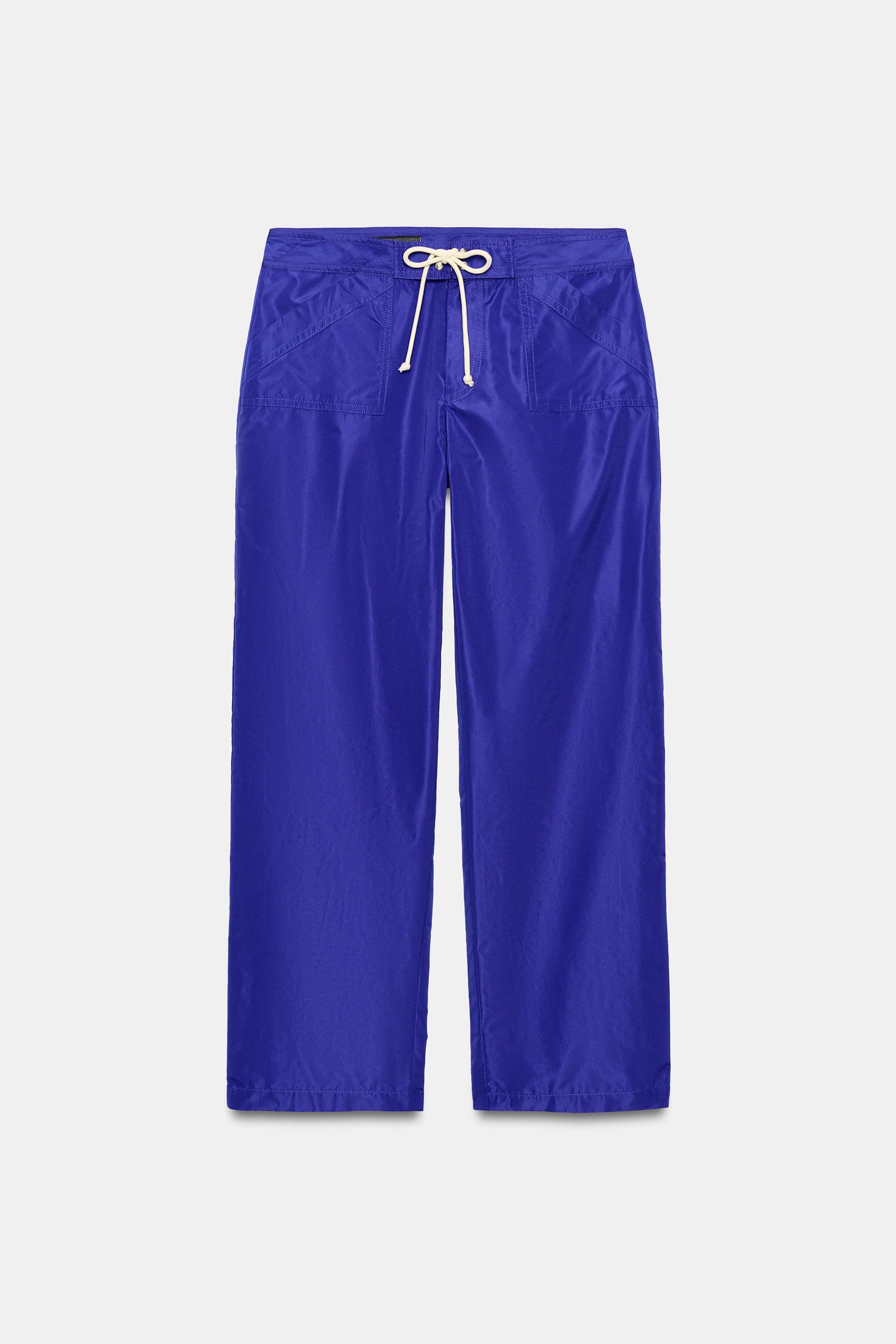 NYLON CROPPED DRAWSTRING PANTS by ZARA