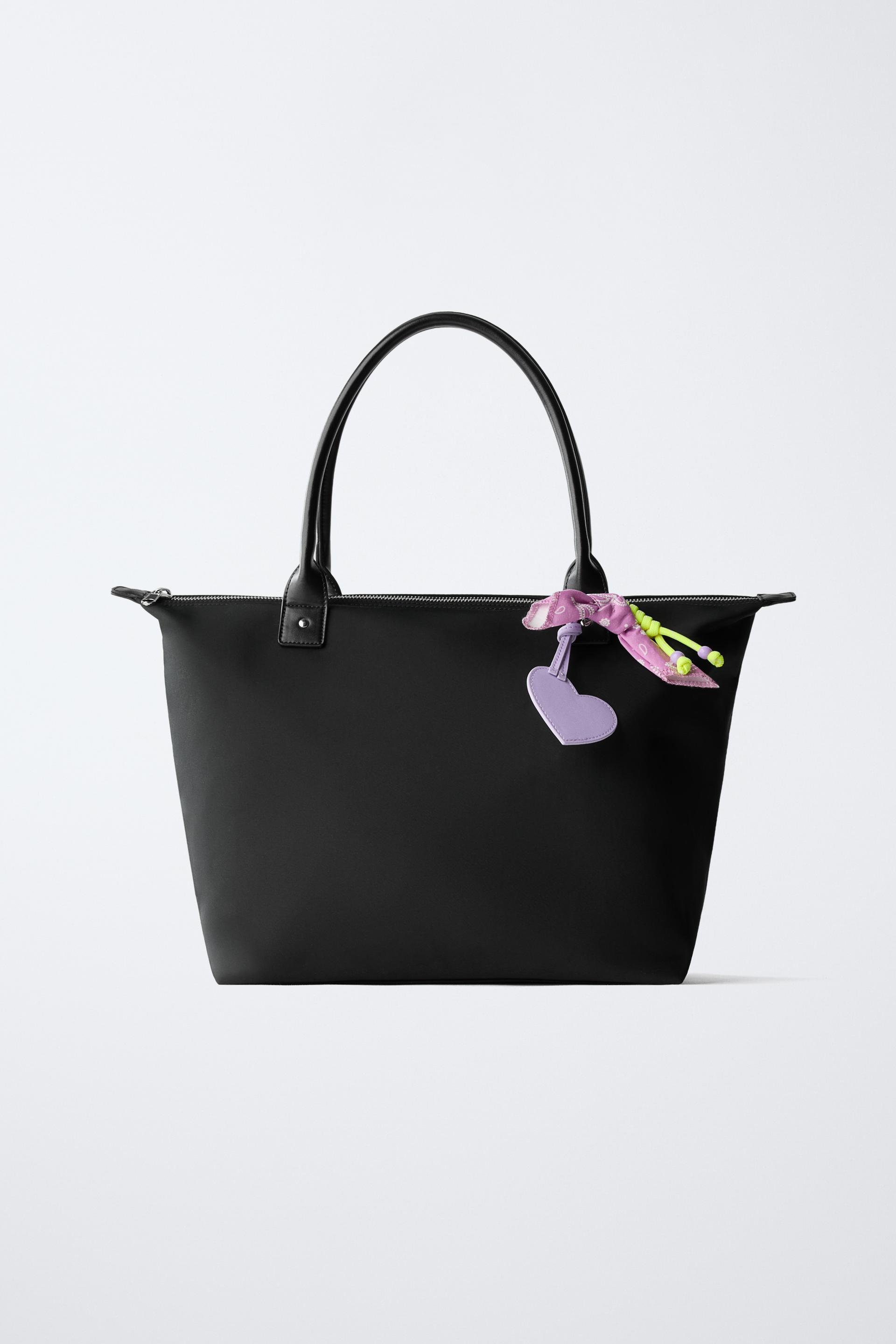 NYLON SHOPPER BAG WITH HEART CHARM by ZARA