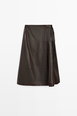 Nappa leather midi skirt with tie detail by ZARA Nappa leather midi skirt with tie detail by ZARA