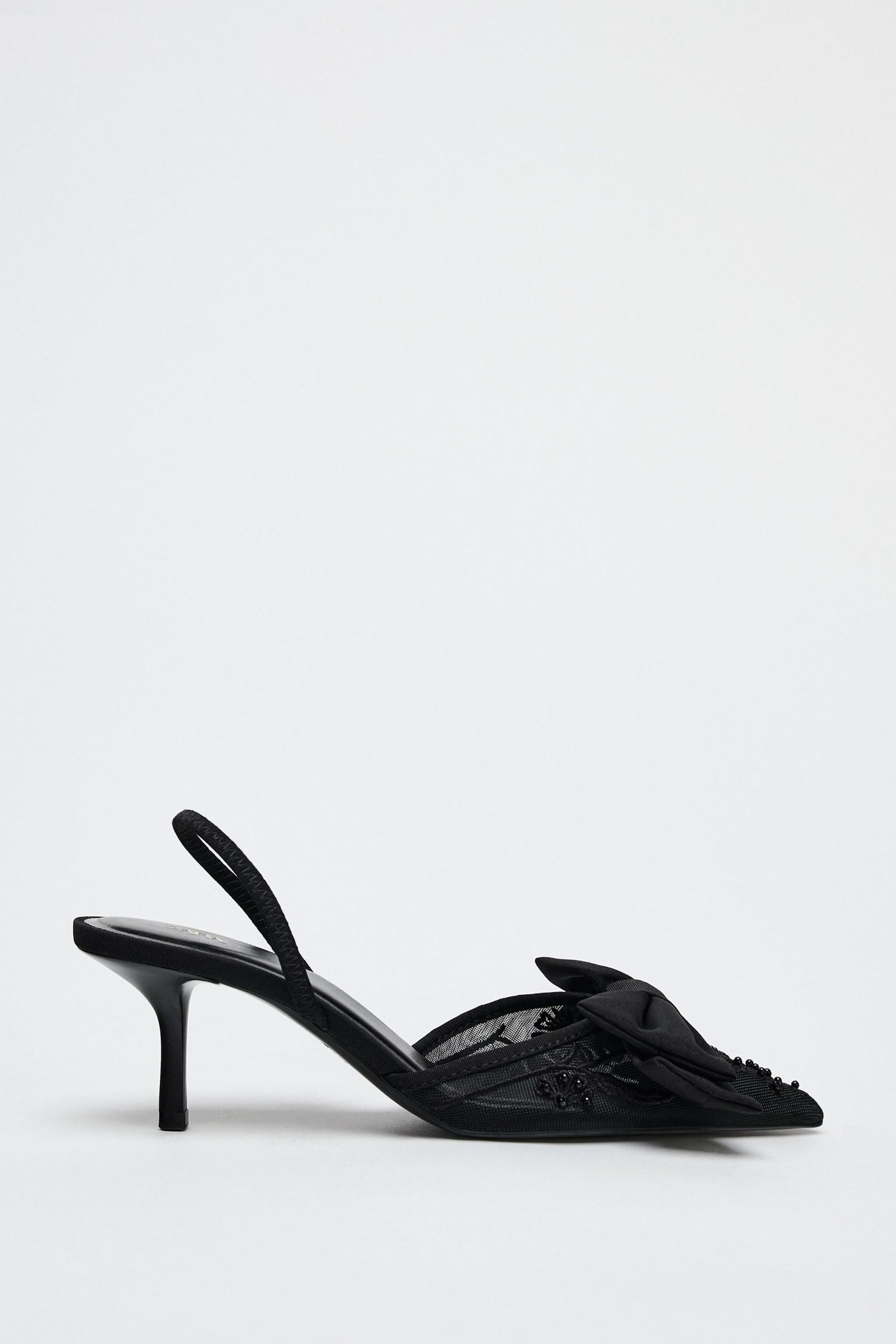 OPEN BACK BOW MESH HEELS by ZARA