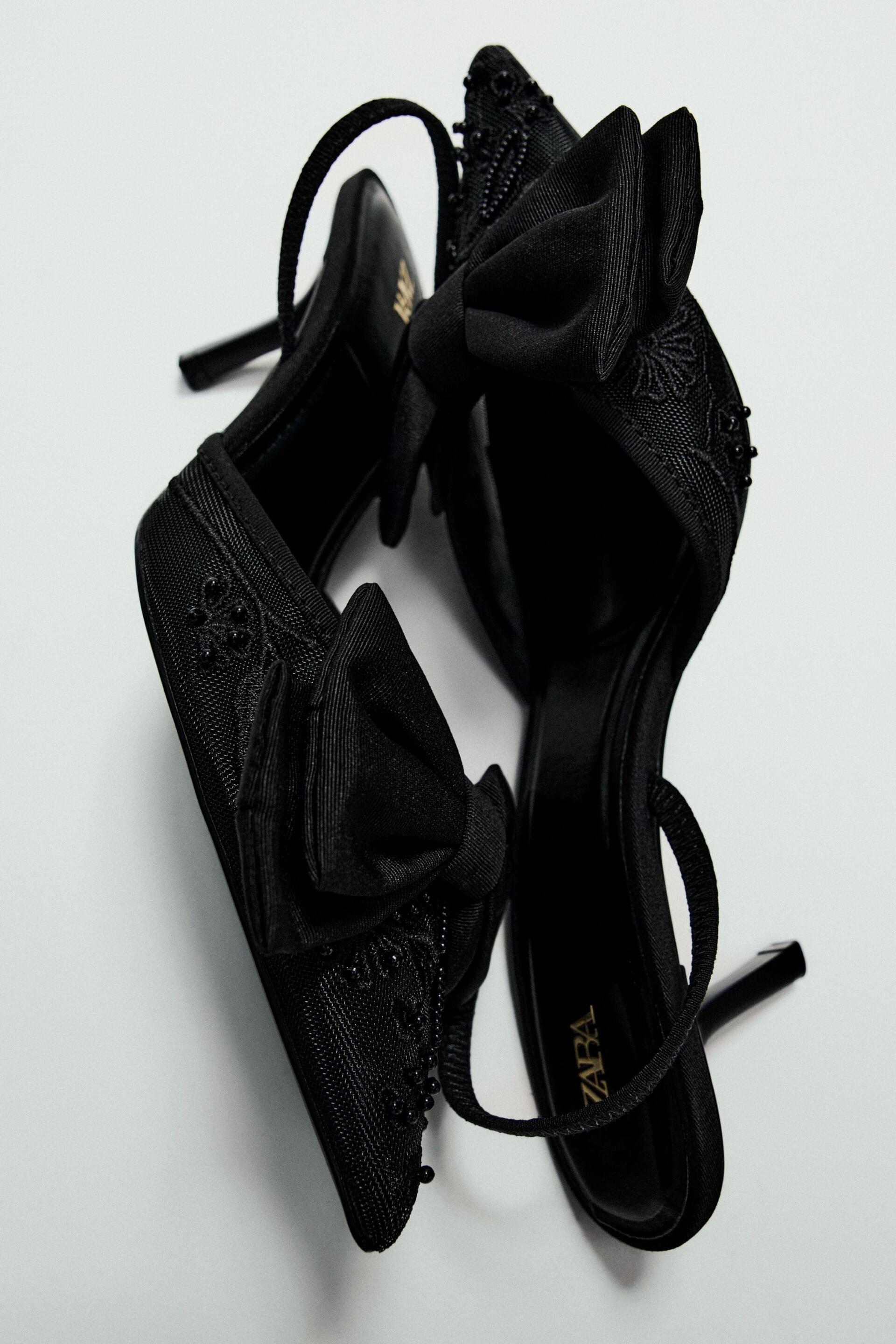 OPEN BACK BOW MESH HEELS by ZARA