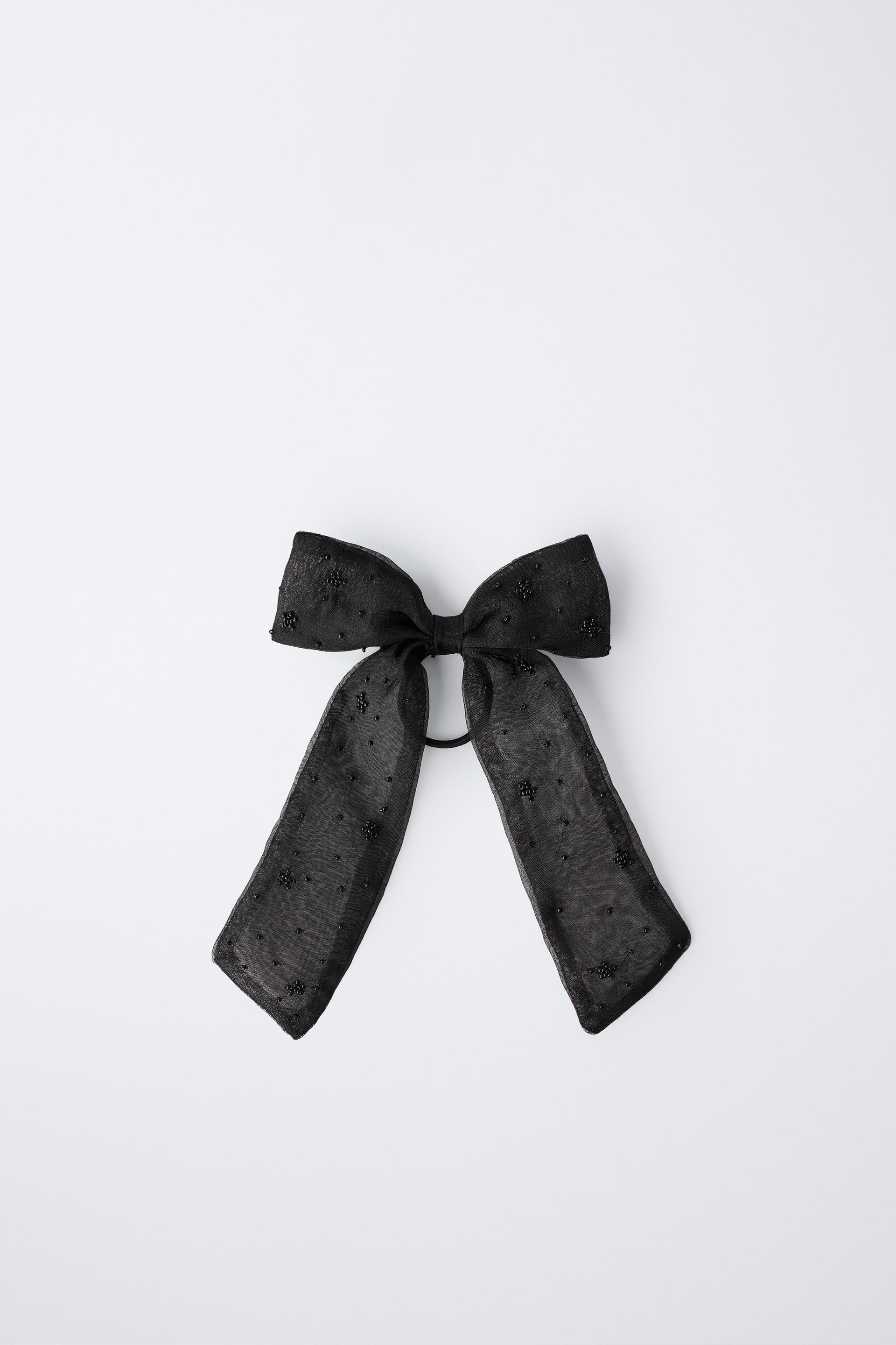 ORGANZA BOW AND BEAD BARRETTE by ZARA