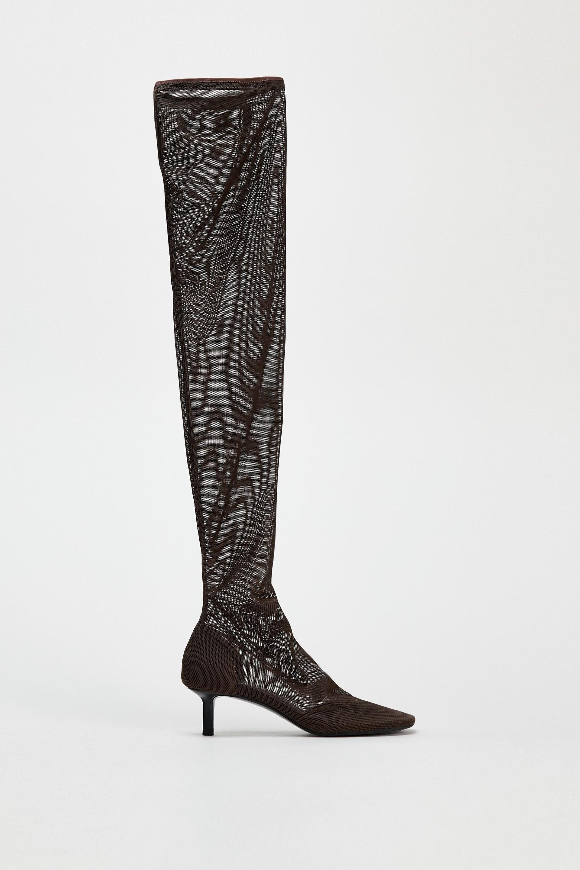 OVER-THE-KNEE MESH BOOTS by ZARA