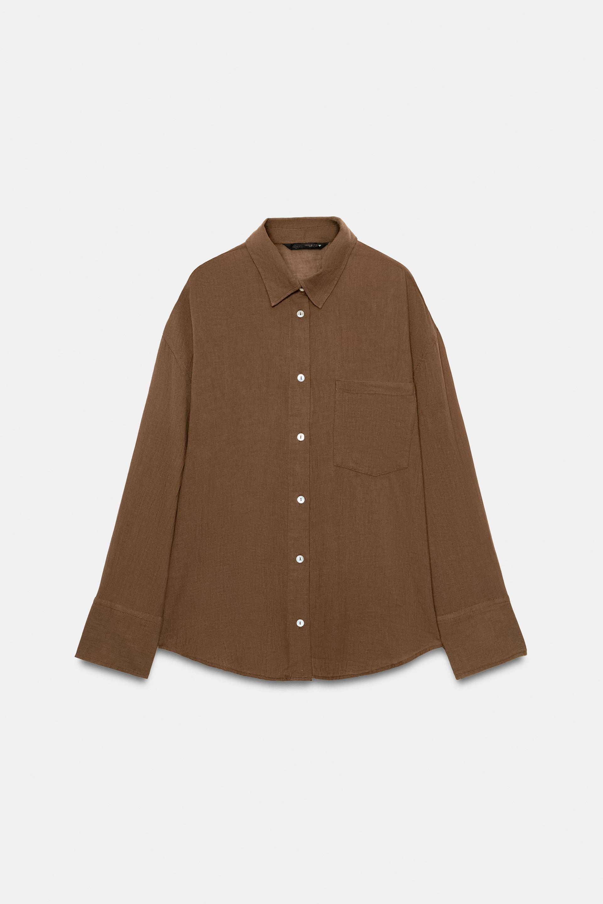 OVERSIZED GAUZE SHIRT WITH POCKET by ZARA