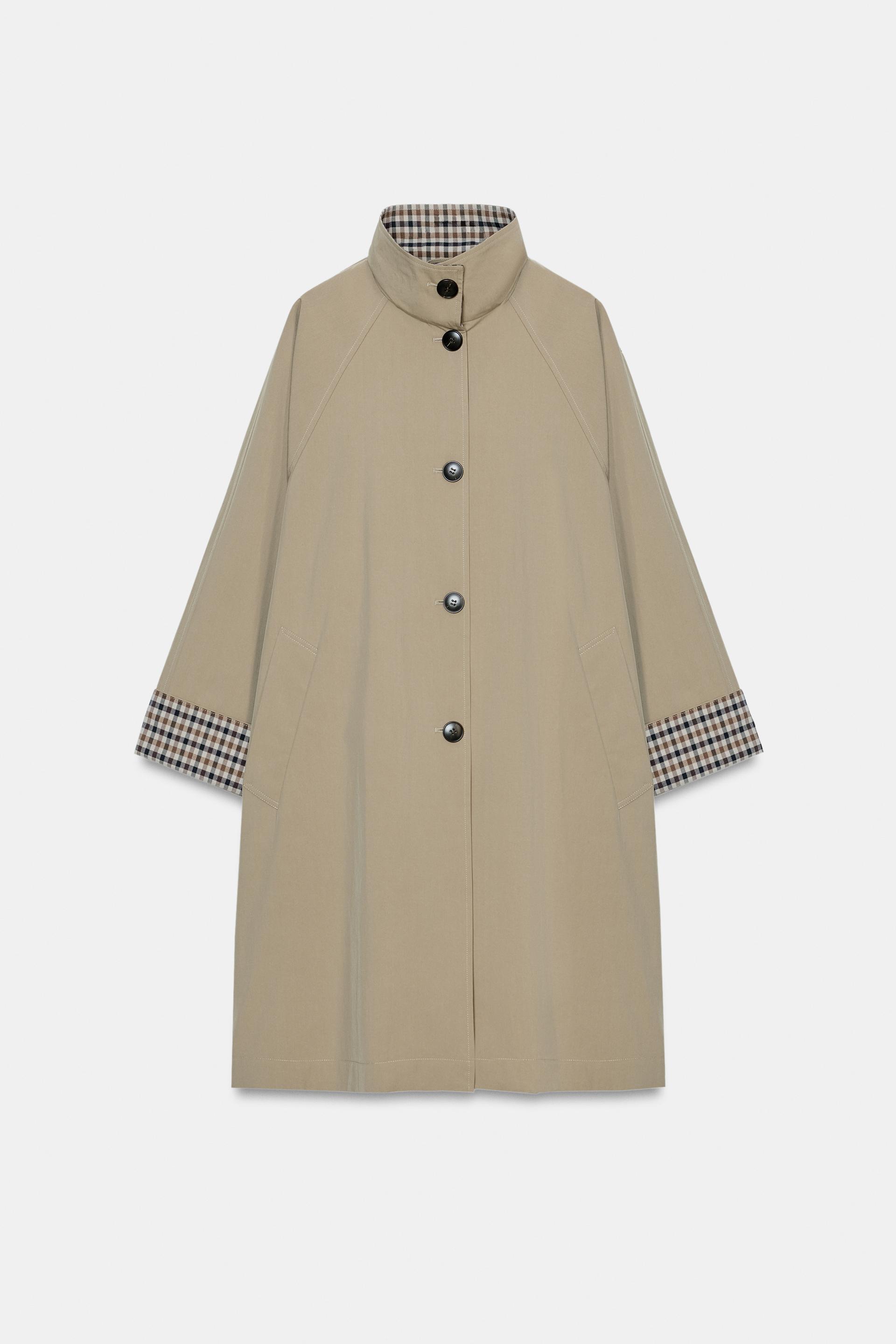 OVERSIZED PLAID CUFF TRENCH COAT by ZARA